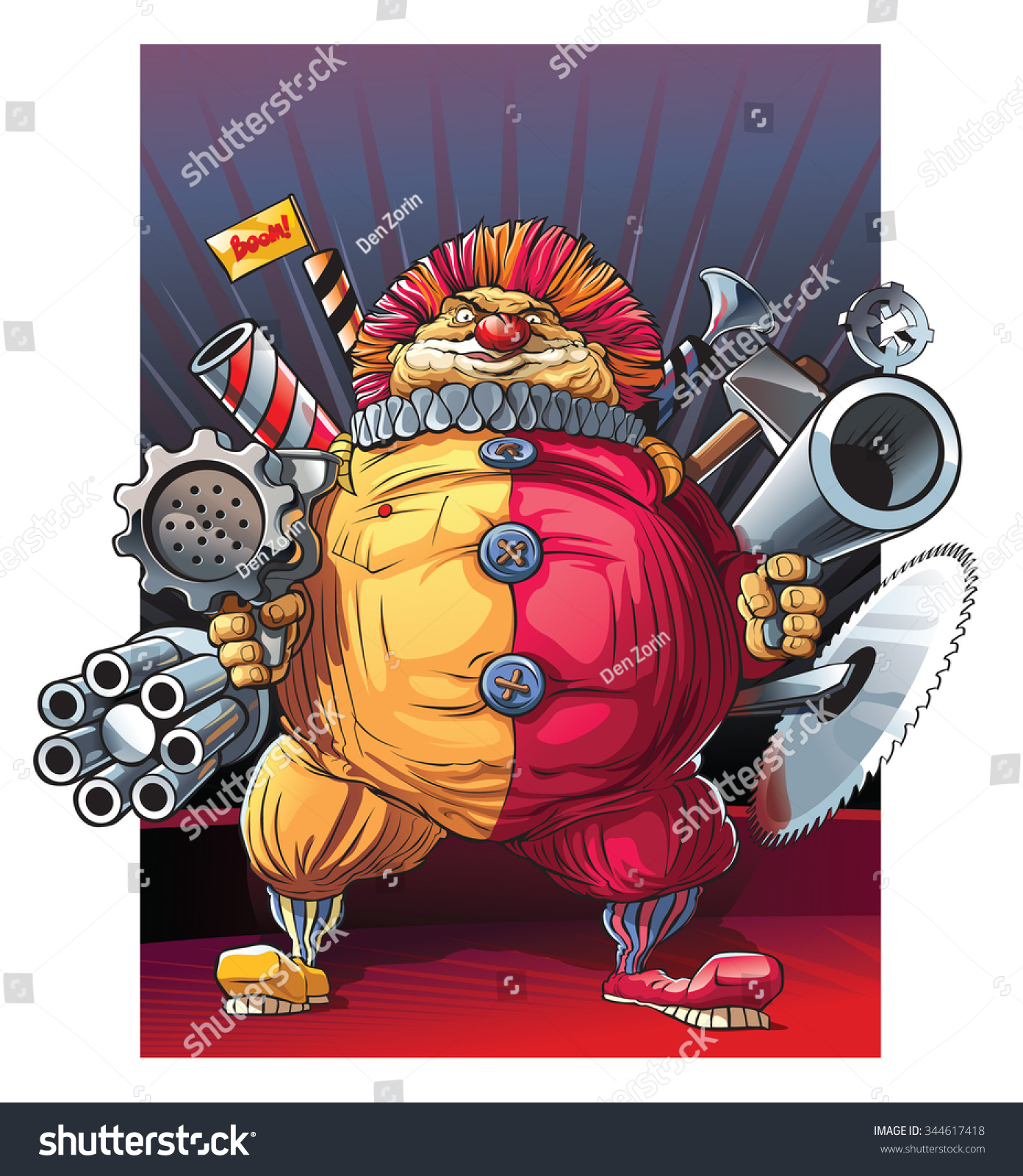 Mad Fat Clown Killer Guns Mad Stock Vector Royalty Free