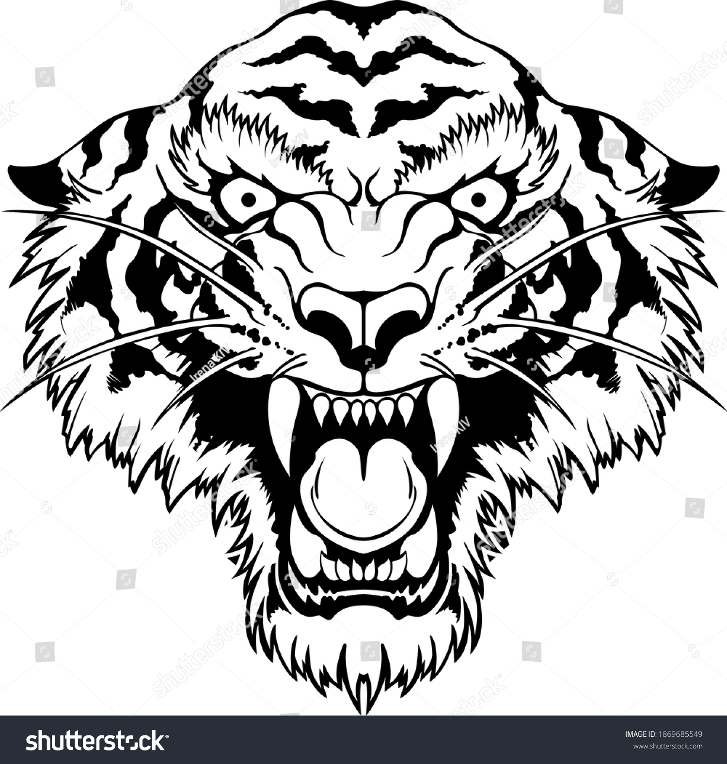 Mad Tiger Vector Illustration Tigers Face Stock Vector (Royalty Free ...