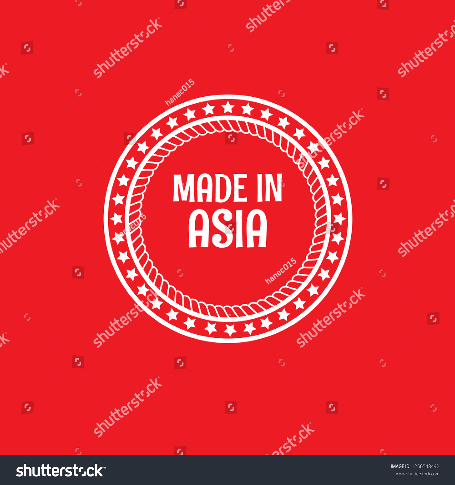 Made Asia Emblem Label Badgeseal Vintage Stock Vector (Royalty Free