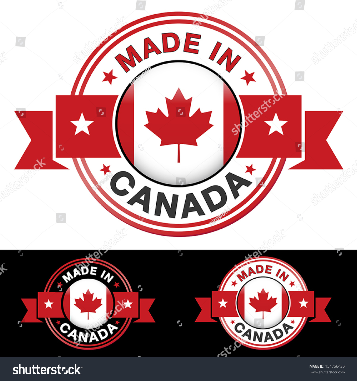 Made Canada Label Icon Ribbon Central Stock Vector 154756430 - Shutterstock