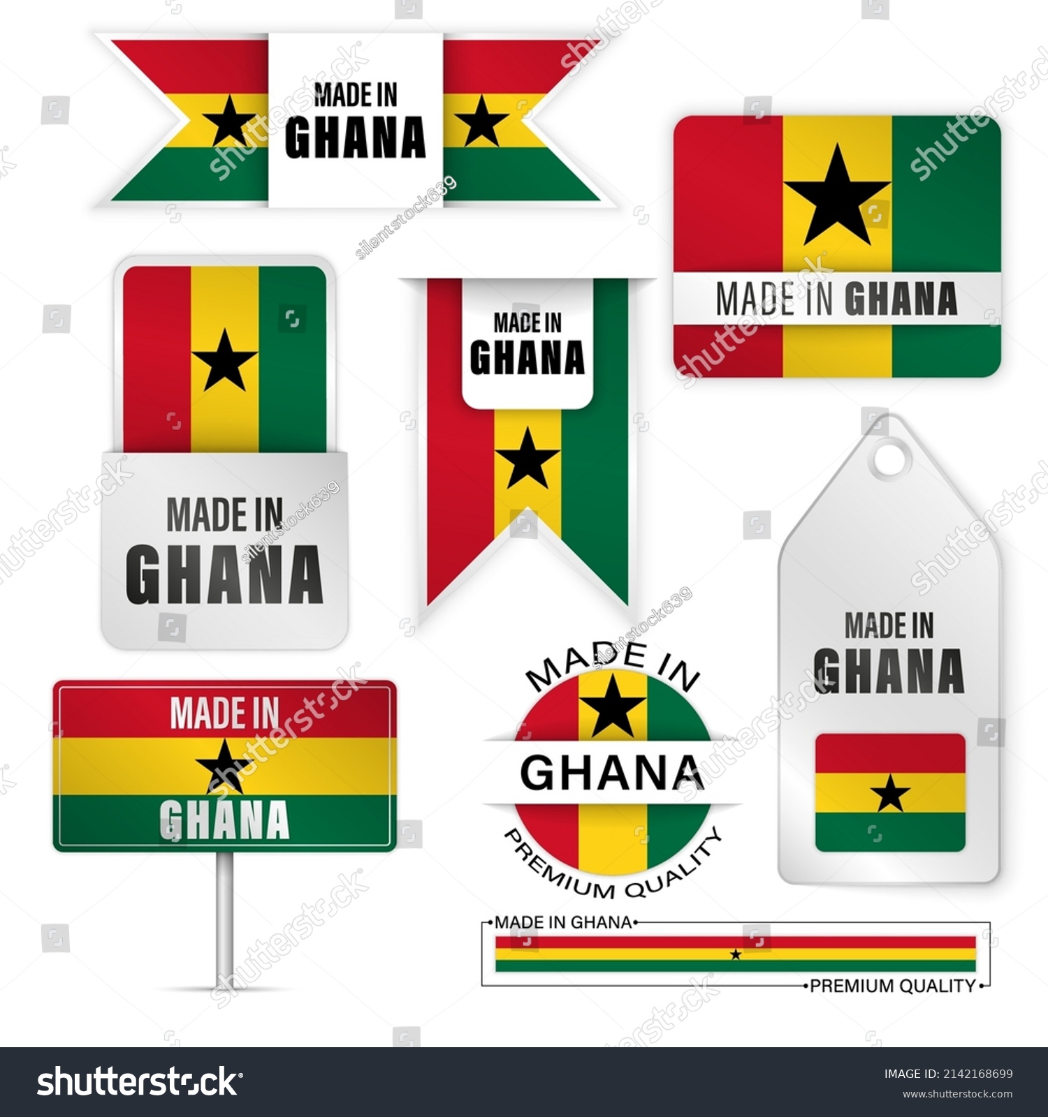 Made Ghana Graphics Labels Set Some Stock Vector (Royalty Free ...