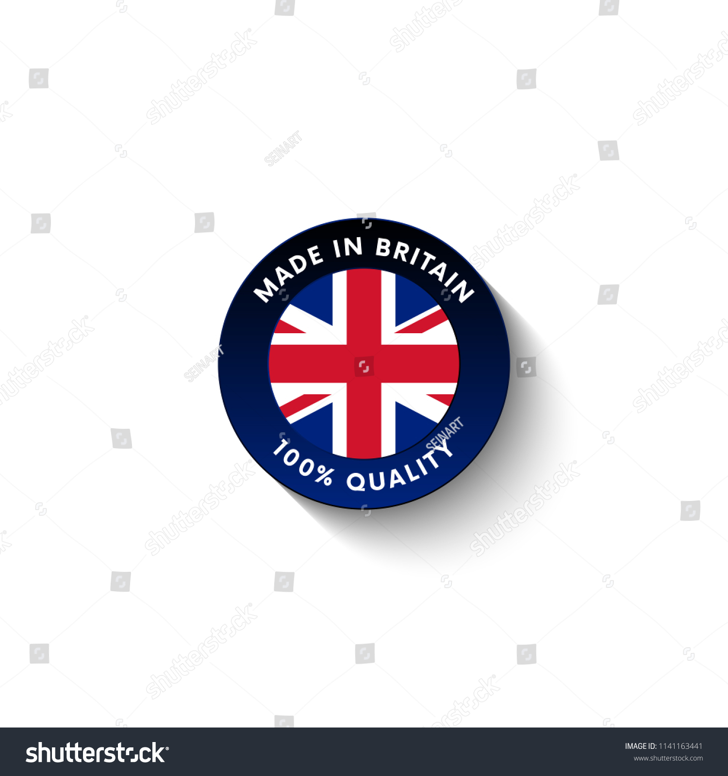 SVG of Made in Great Britain badge with Great Britain flag. Badge  with long shadow. Vector illustration.  svg