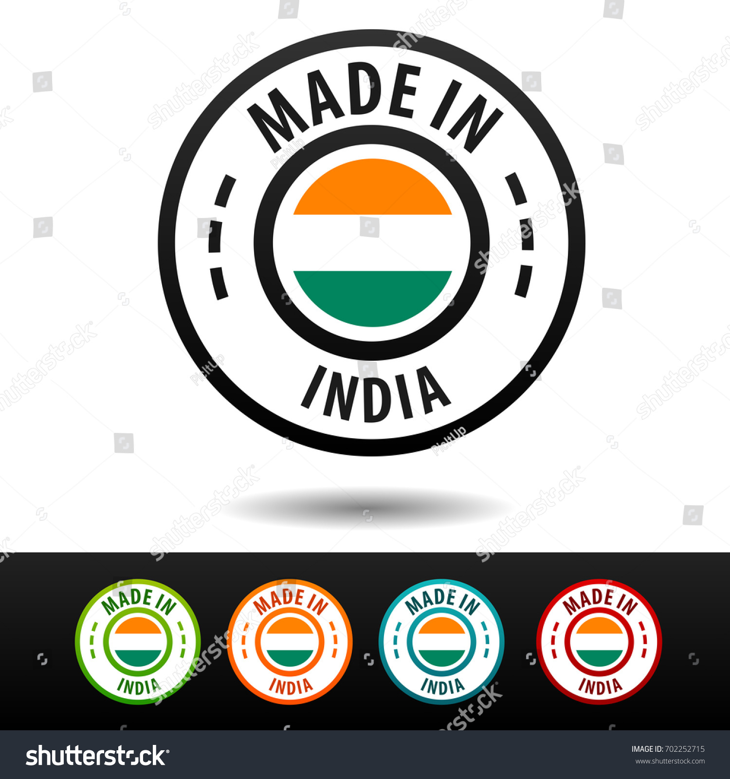 Made India Badges Indian Flag Flat Stock Vector (Royalty Free ...