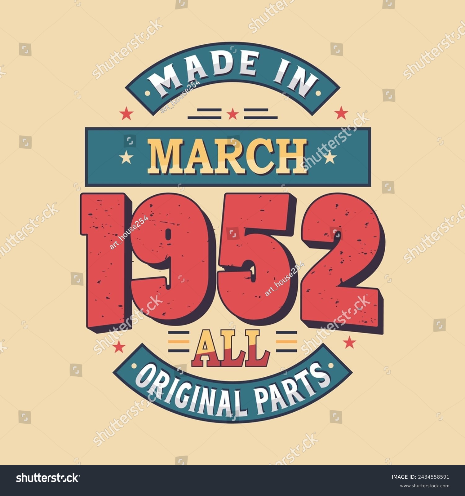 SVG of Made in March 1952 all original parts. Born in March 1952 Retro Vintage Birthday svg