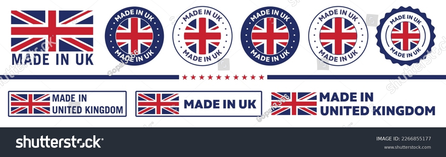 SVG of made in UK icon set. UK made product icon suitable for commerce business. badge, seal, sticker, logo, and symbol Variants. Isolated vector illustration svg