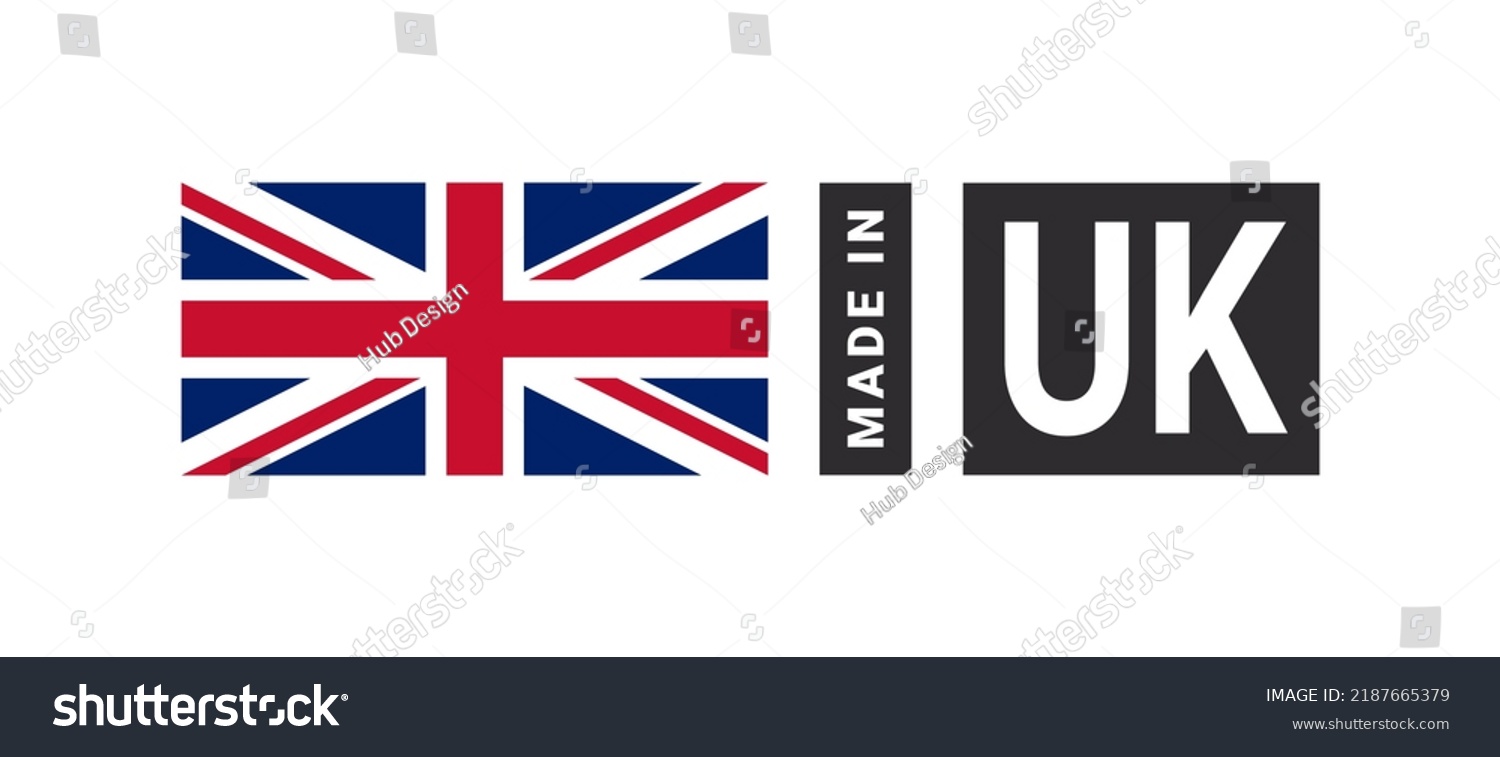 SVG of Made in UK label sign. Product emblem. Flag of the country of manufacture. Vector illustration svg