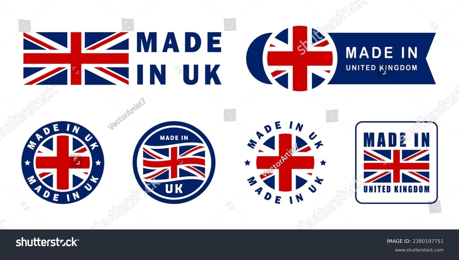 SVG of Made in UK vector label set. United Kingdom product stickers. svg
