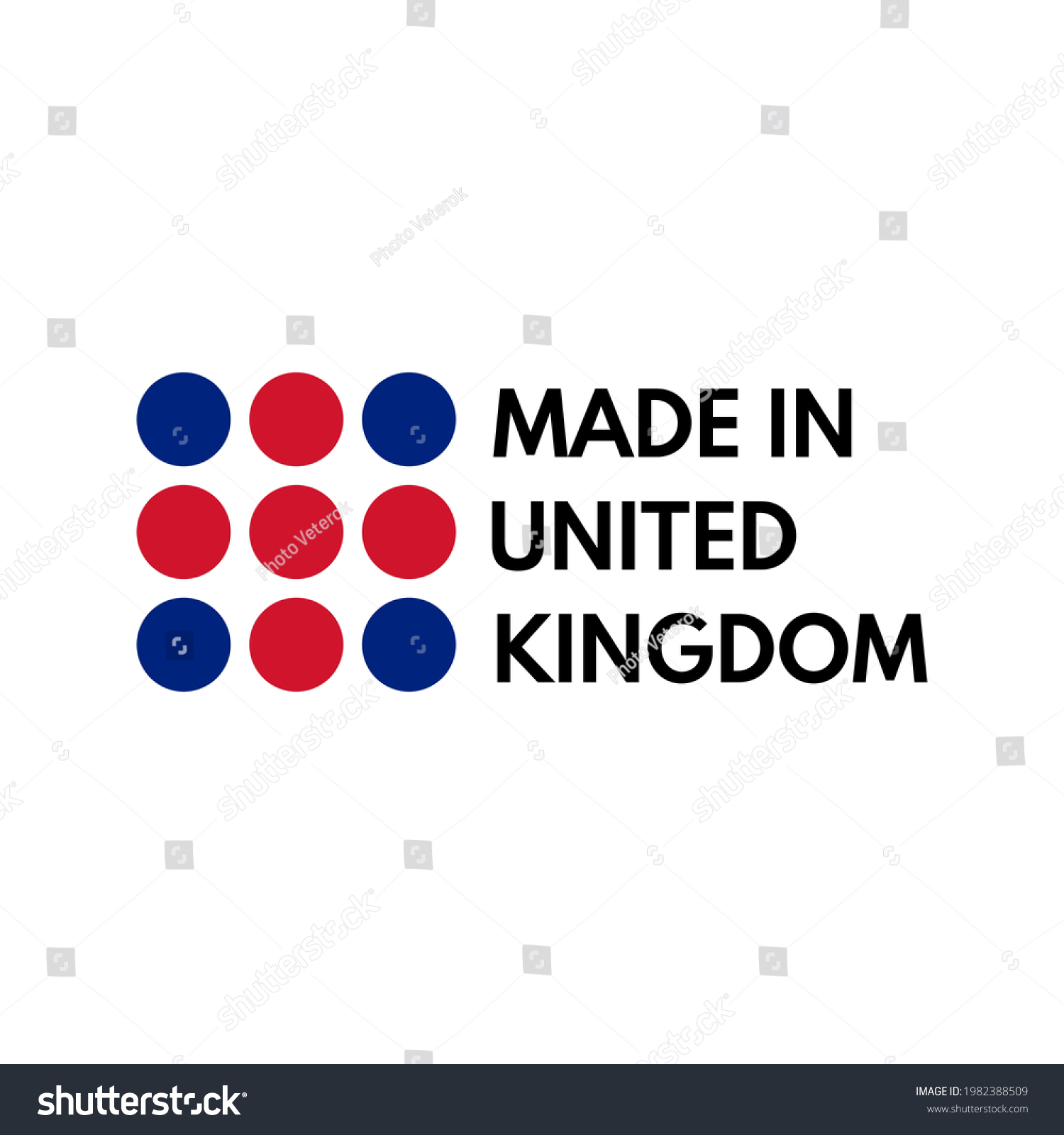 SVG of made in united kingdom, vector logo with british flag painted circles svg