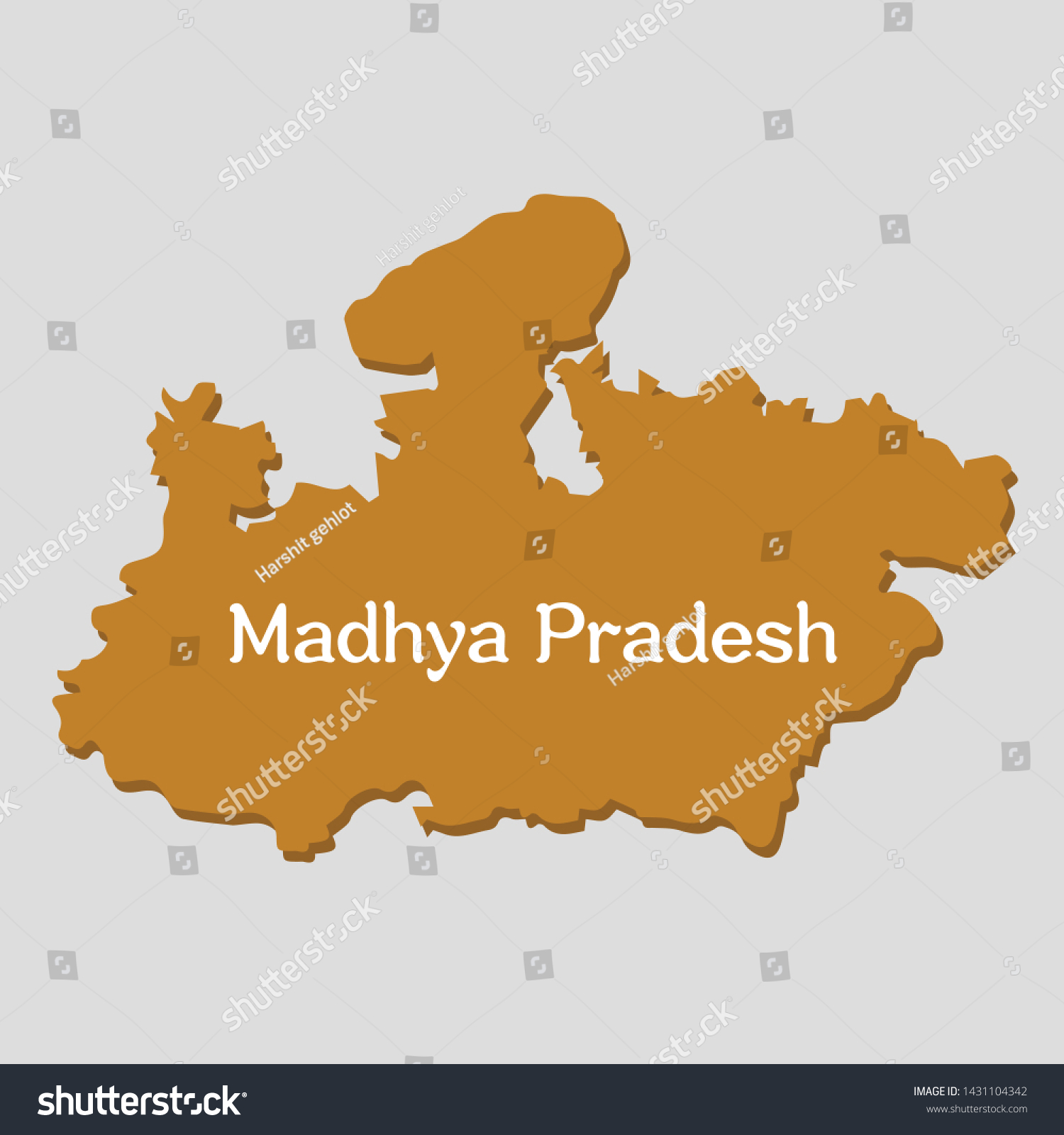 Madhya Pradesh Map Flat Vector Design Stock Vector (Royalty Free ...