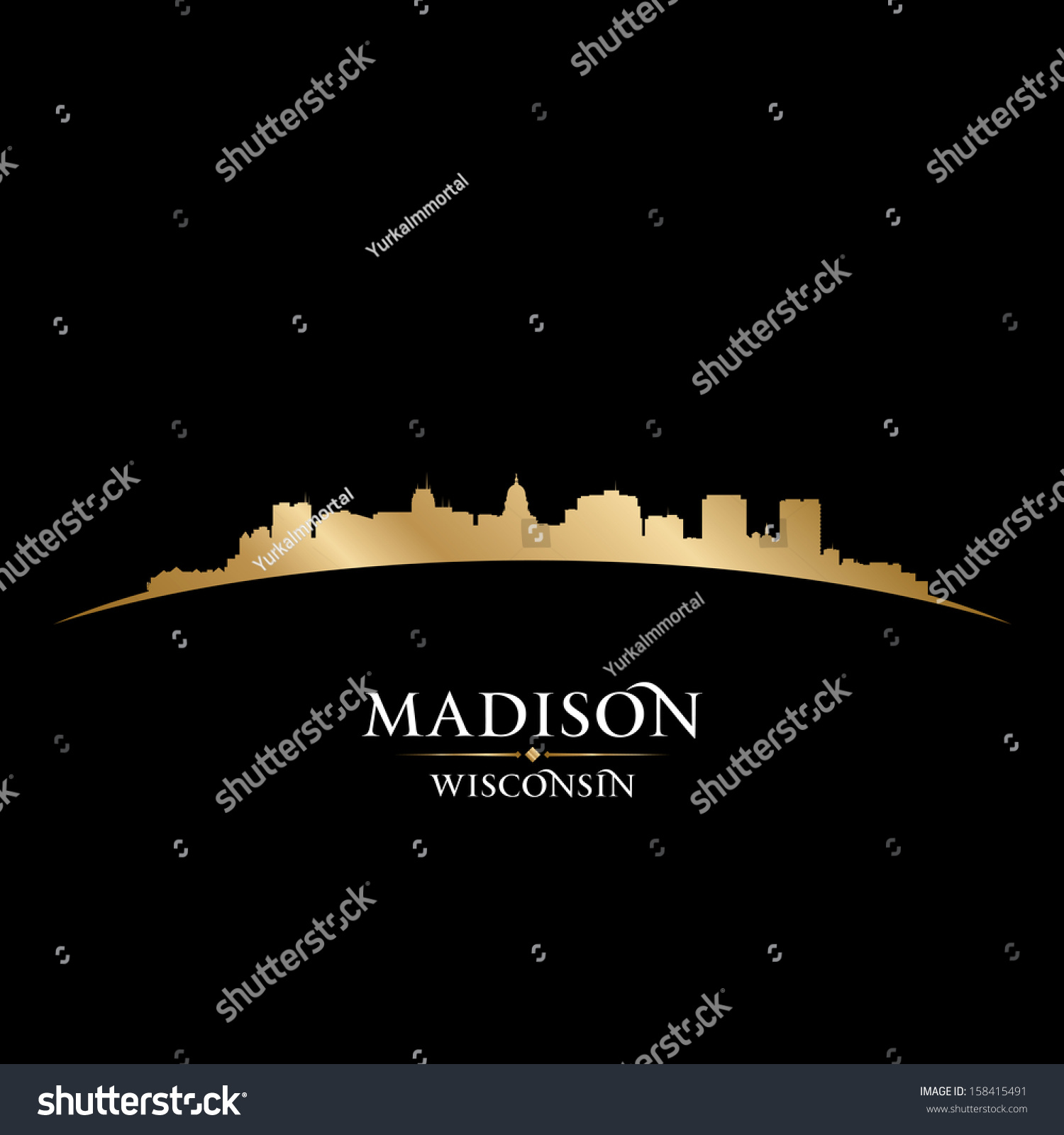 Madison Wisconsin City Skyline Silhouette. Vector Illustration ...