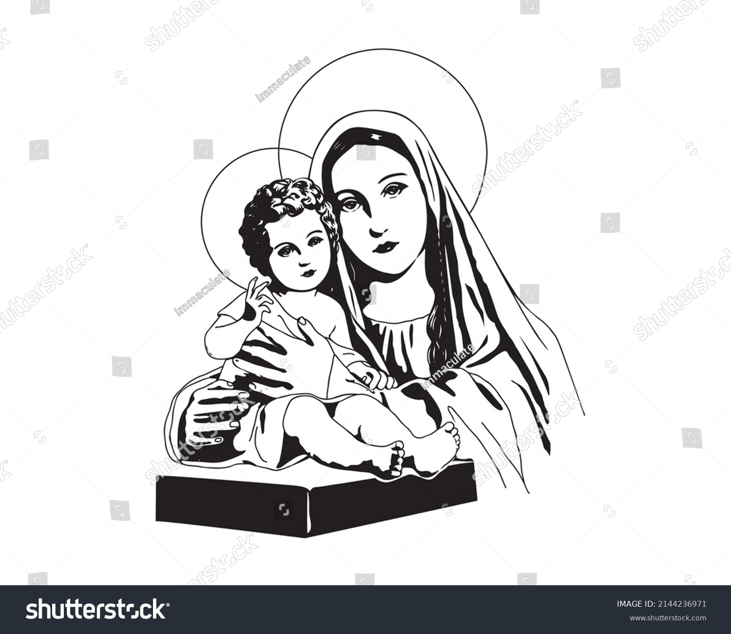 Madonna Child Jesus Illustration Virgin Mary Stock Vector (Royalty Free ...