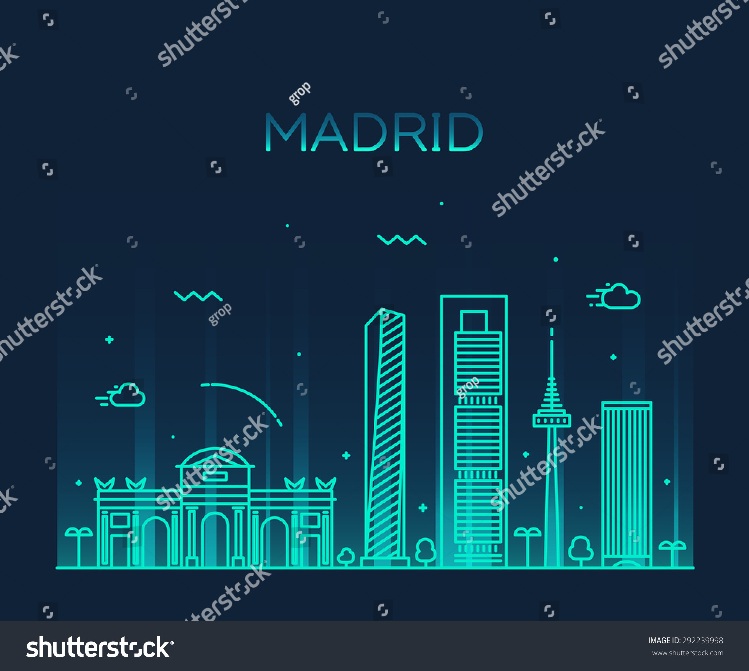 Madrid Skyline, Detailed Silhouette. Trendy Vector Illustration, Linear ...