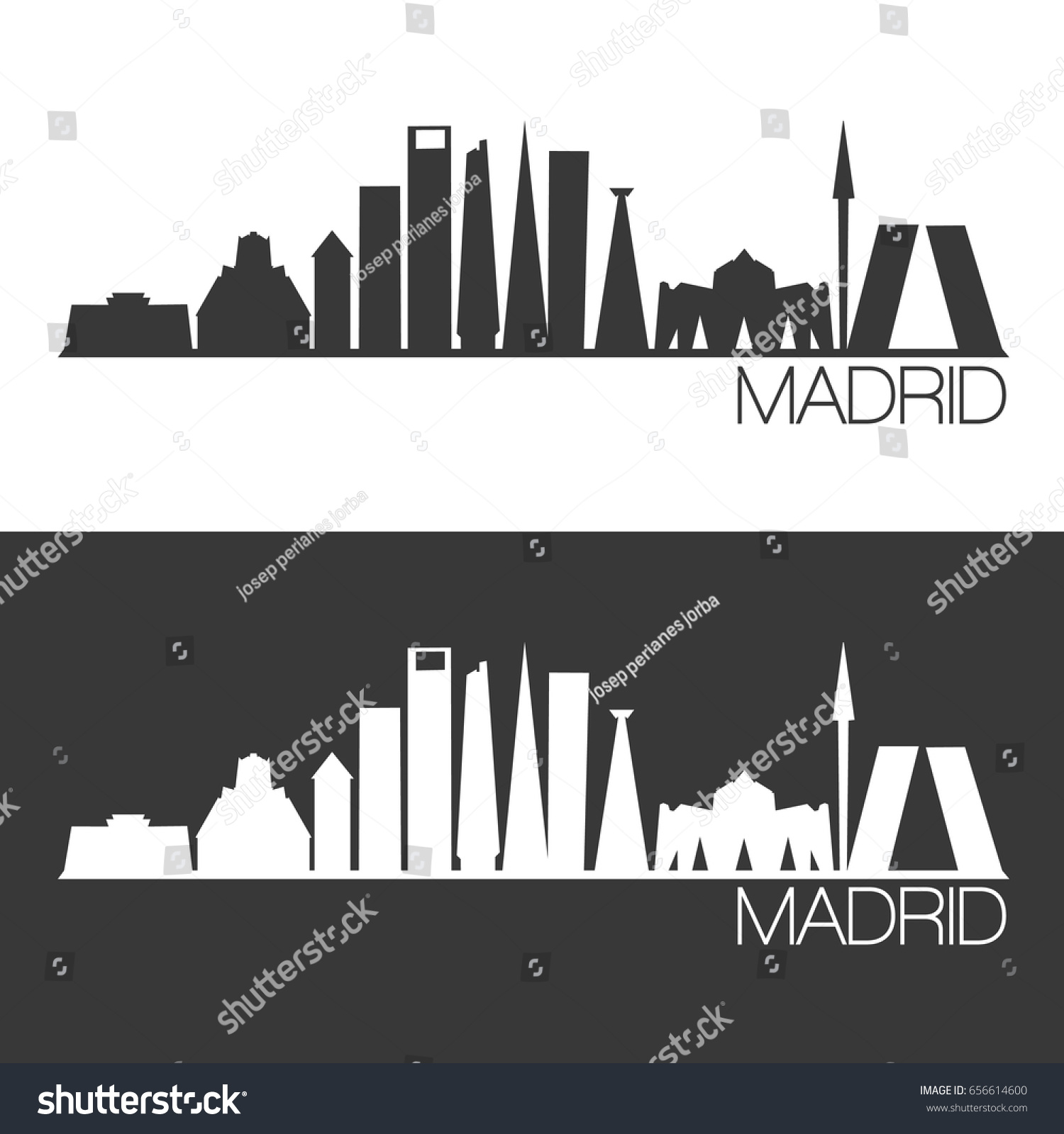 Madrid Skyline Silhouette Abstract Design City Stock Vector (Royalty ...