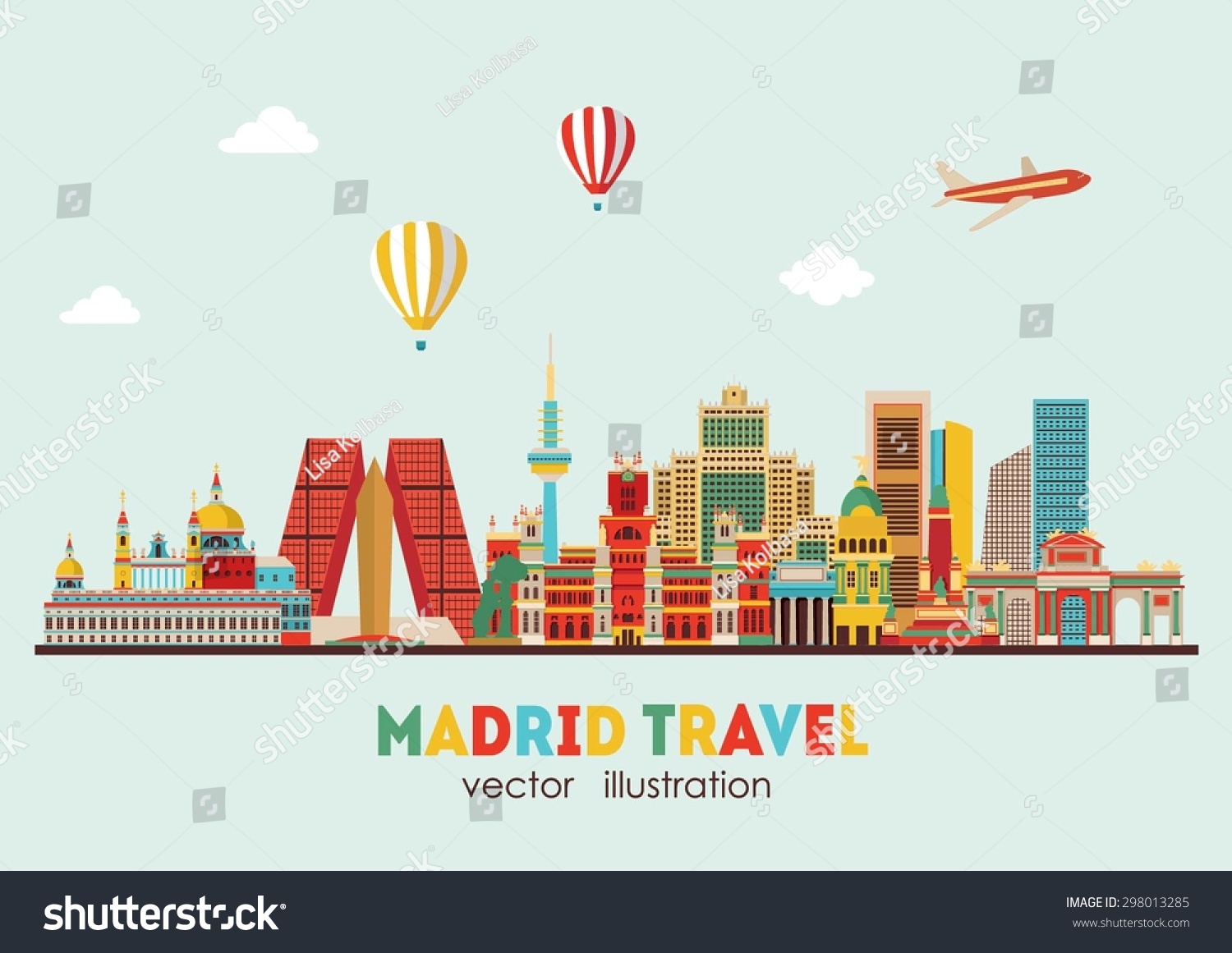 Madrid Skyline Vector Illustration Stock Vector Royalty Free 298013285 7564