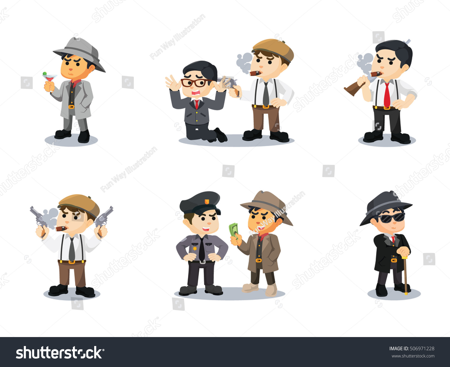 Mafia Cartoon Set Vector Illustration Design Stock Vector (Royalty Free