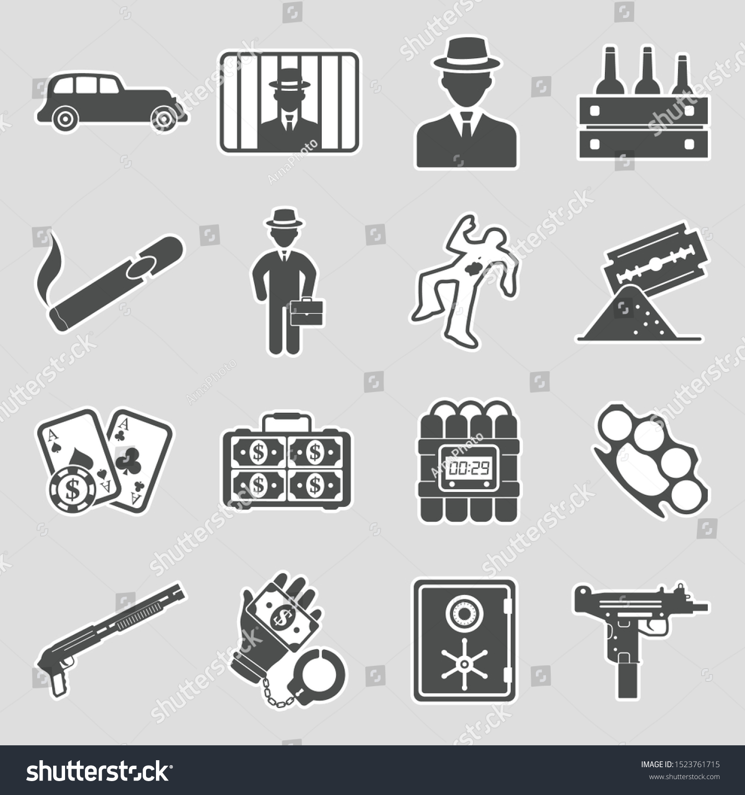 Mafia Icons Sticker Design Vector Illustration Stock Vector (Royalty ...