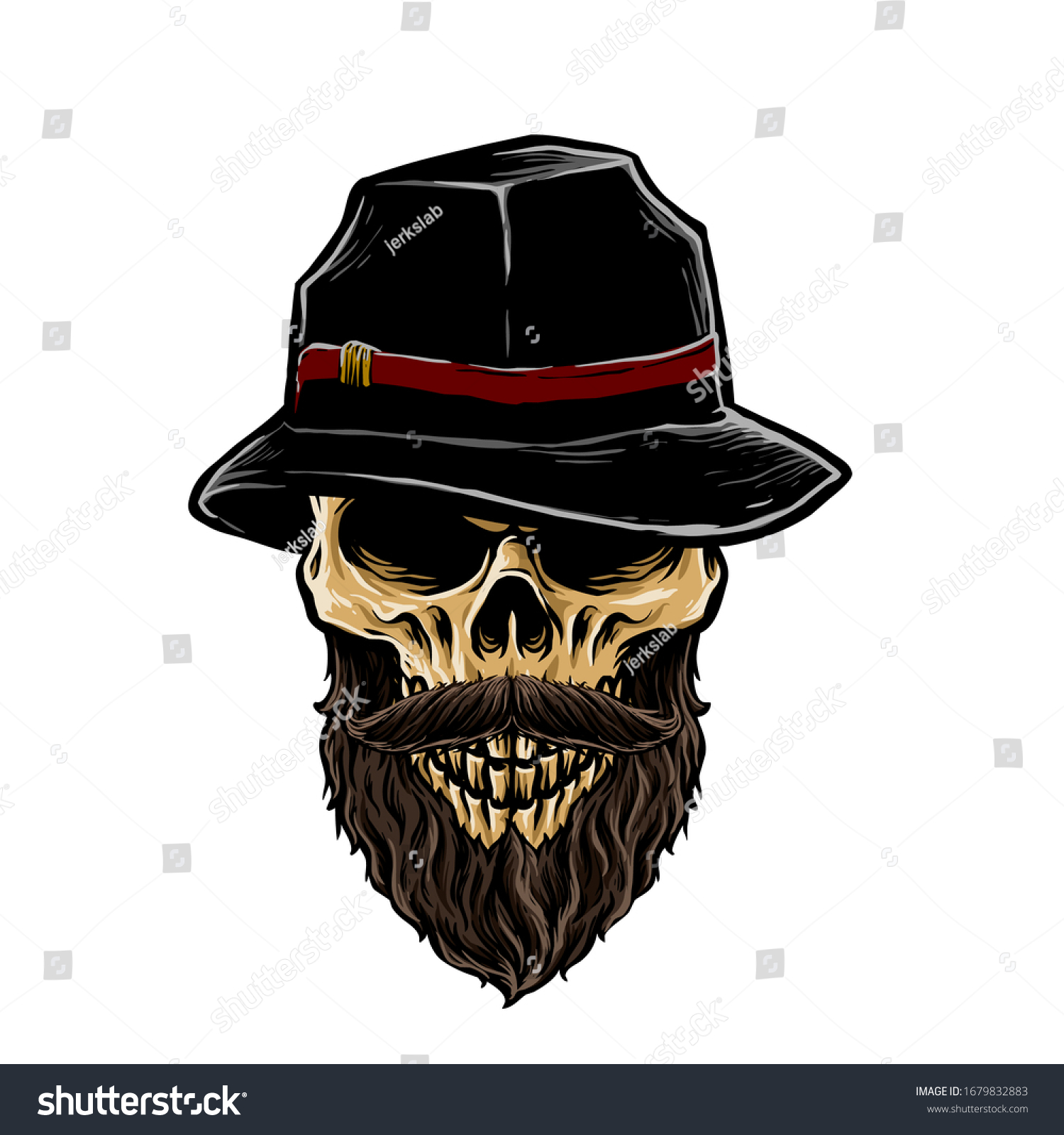 Mafia Skull Fedora Hat Vector 