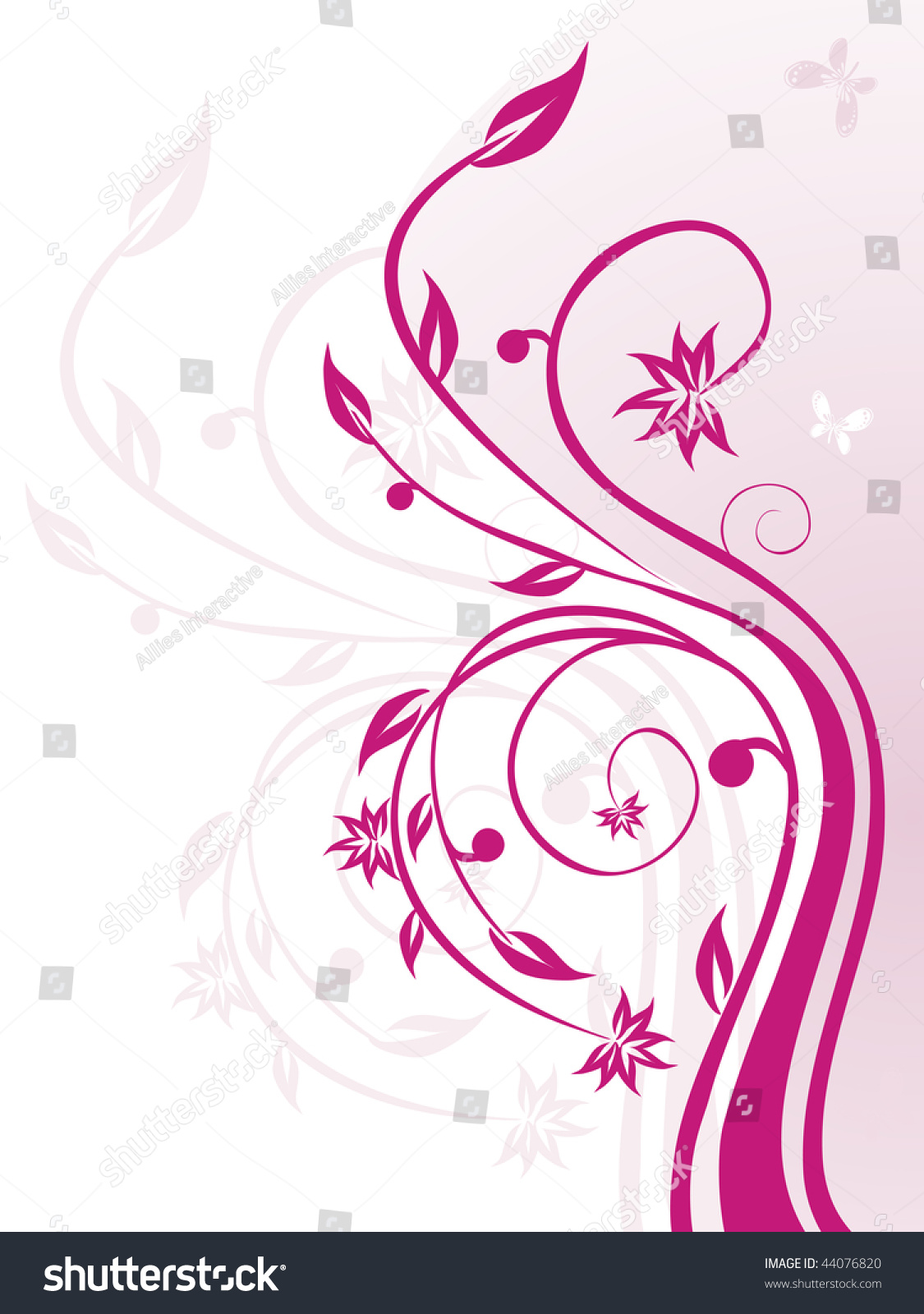 Magenta Floral Pattern On White Background Stock Vector 44076820 ...