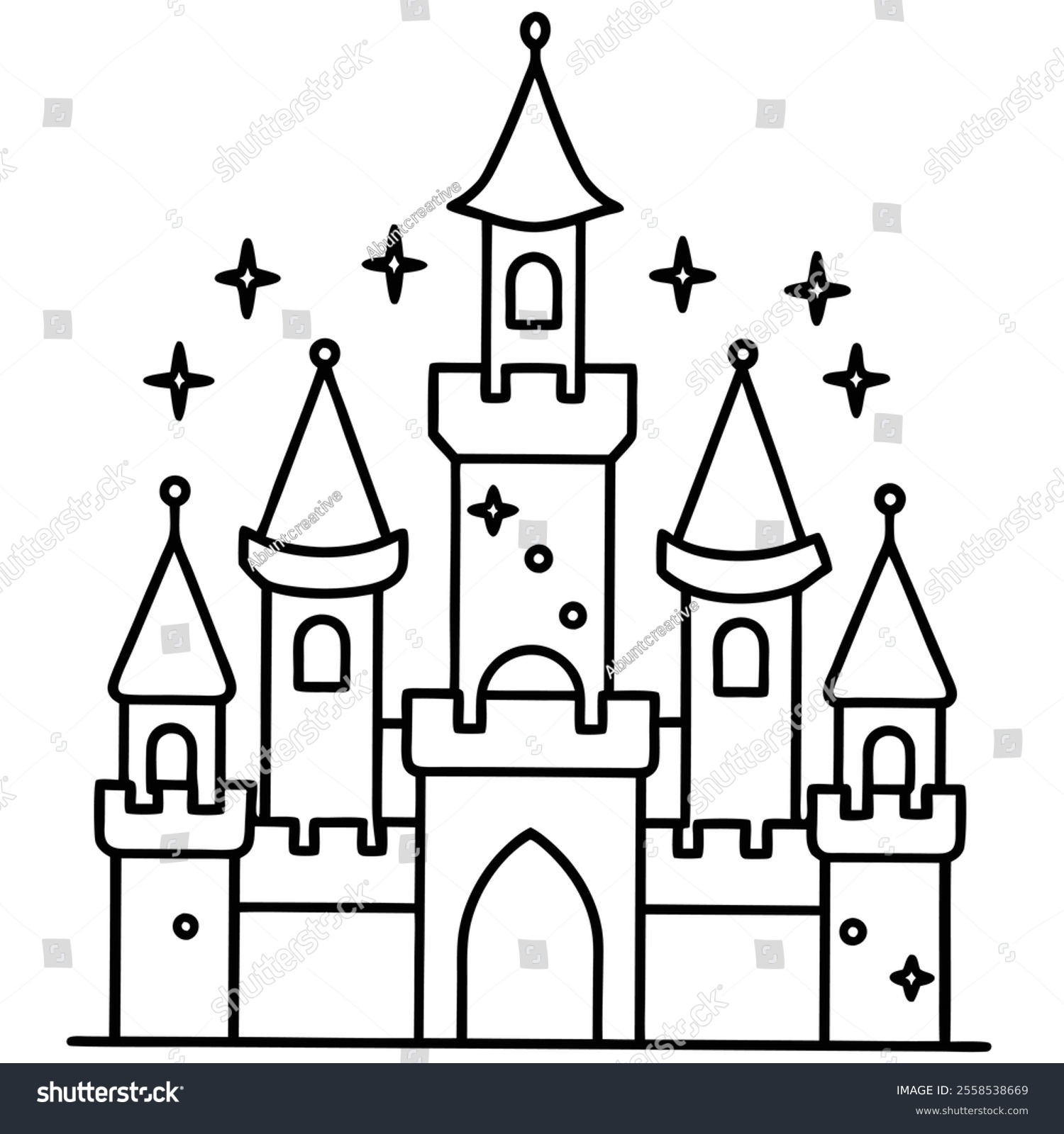 black castle with stars clip art preview