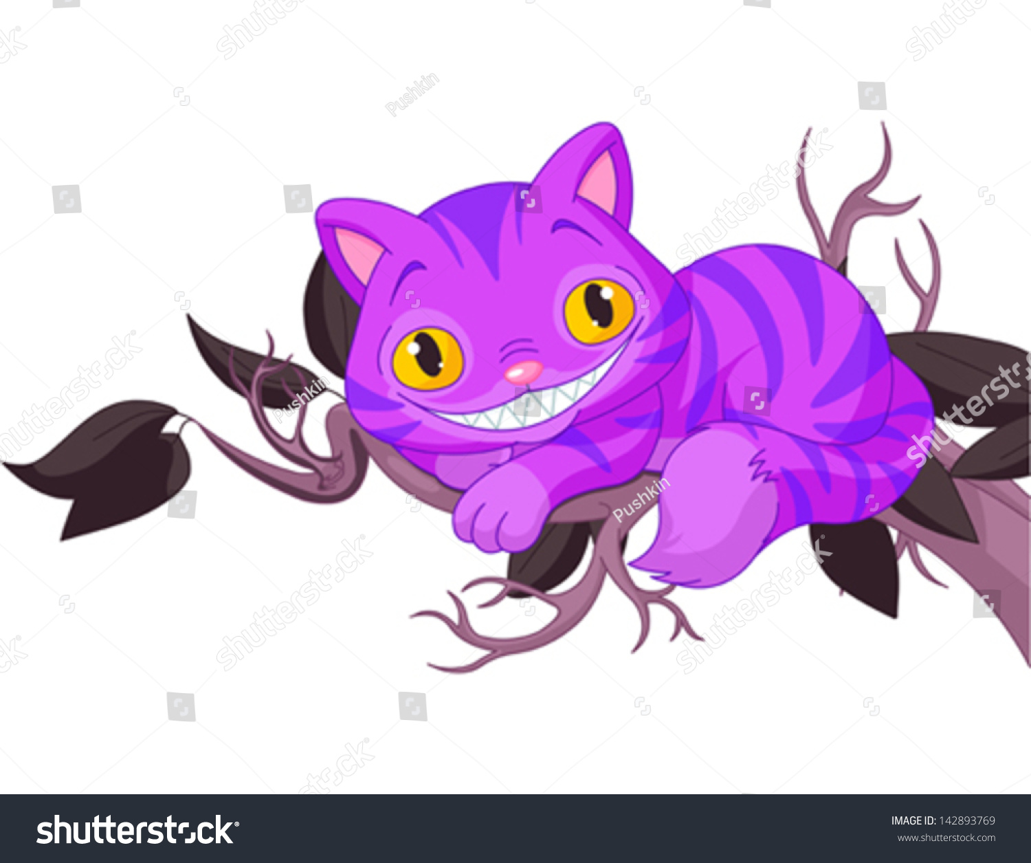 SVG of Magic Cheshire Cat resting on a tree branch svg