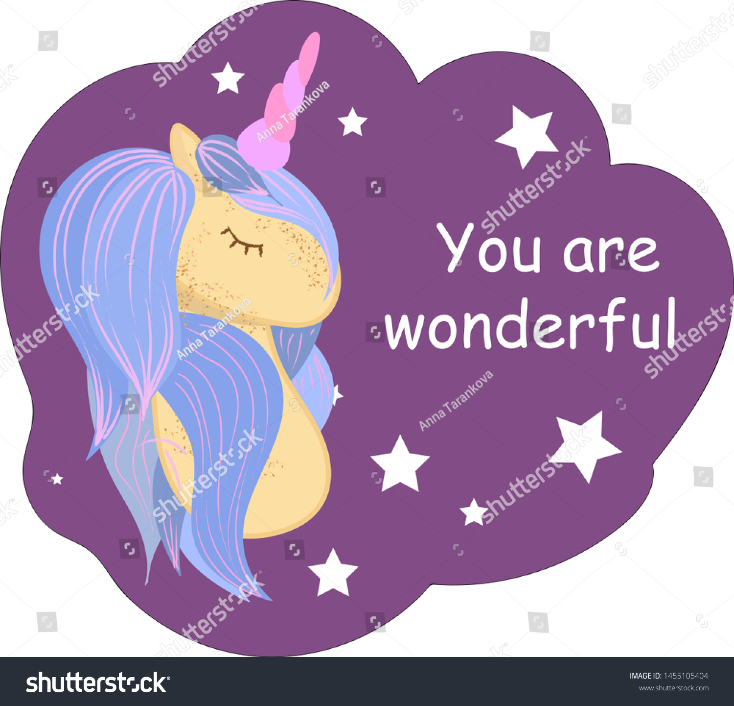 SVG of Magic cute baby unicorn, my little princess quote poster, greeting card, vector illustration with outline for kids print clothing textile and poster svg