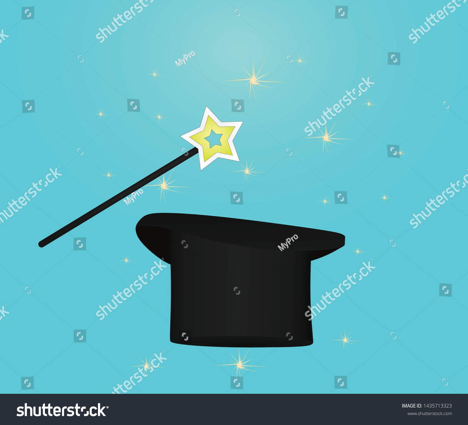 Magic Hat Stick Vector Illustration Stock Vector (Royalty Free) 1435713323