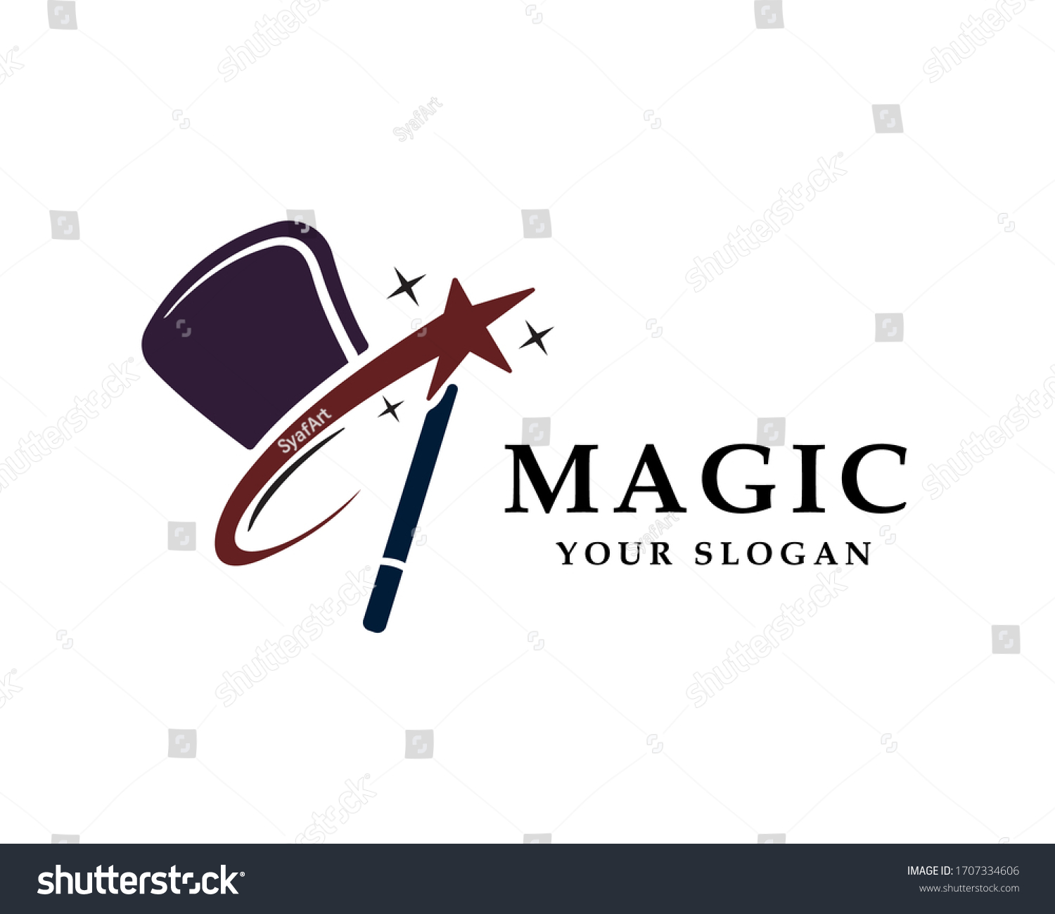 Magic Hat Stick Star Logo Design Stock Vector (Royalty Free) 1707334606 ...