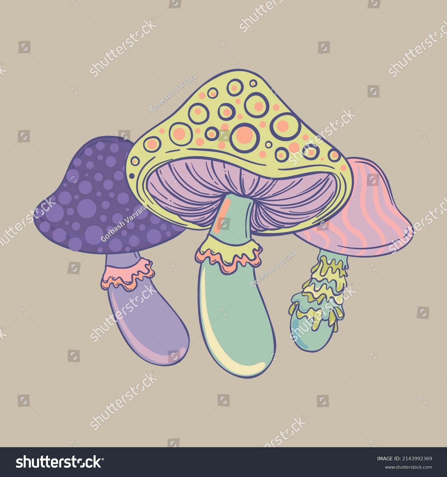 Magic Mushroom Psychedelic Hallucination Vector Illustration Stock ...