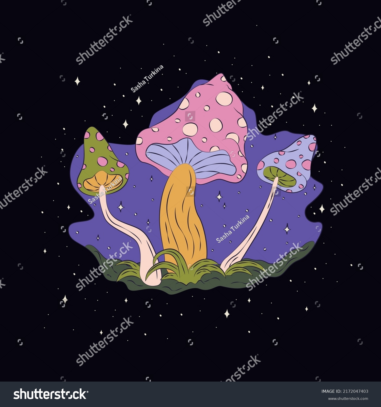 Magic Mushrooms Handdrawn Vector Illustration Mushrooms Stock Vector ...