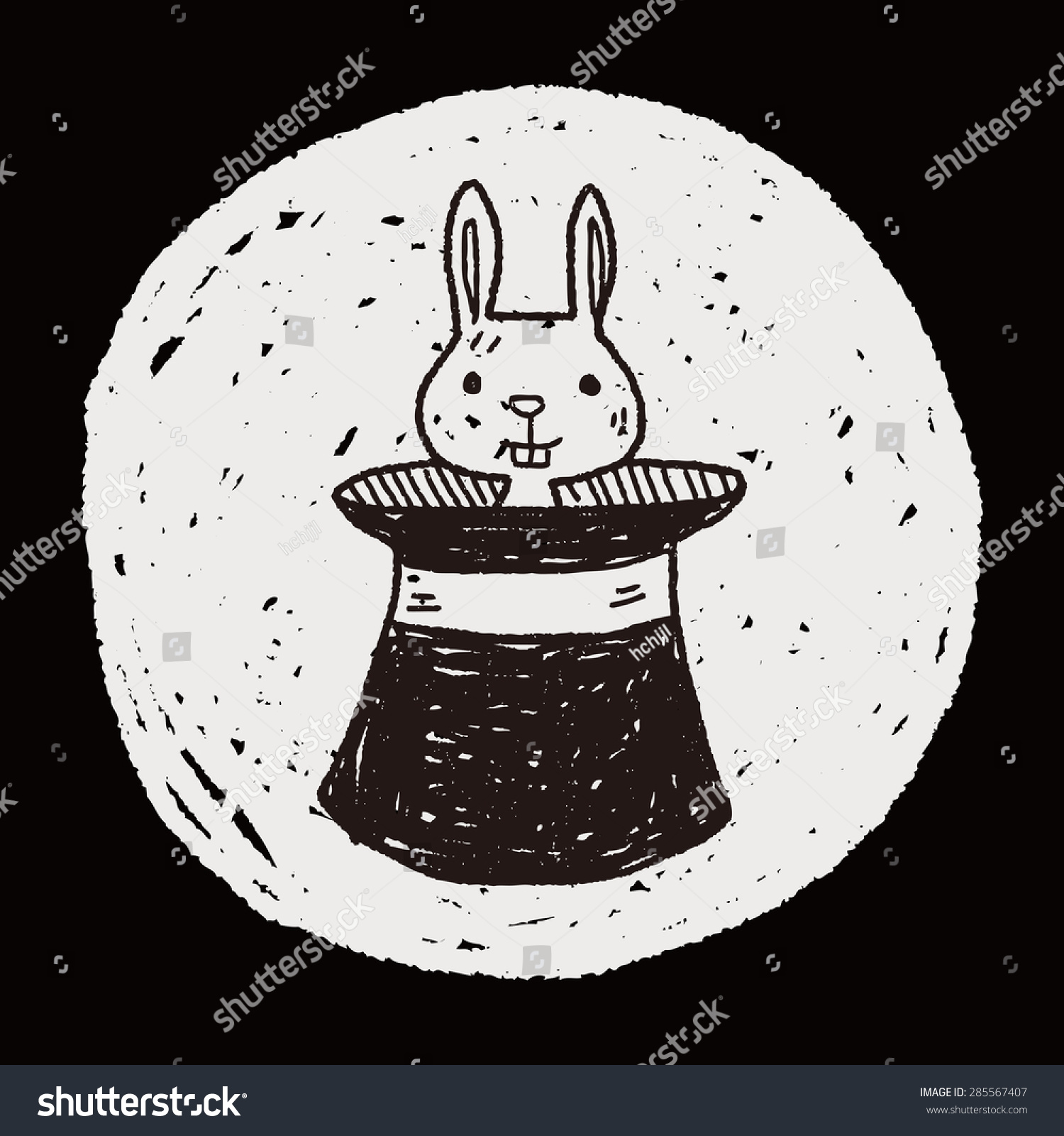 Magic Rabbit Doodle Drawing Stock Vector (Royalty Free) 285567407