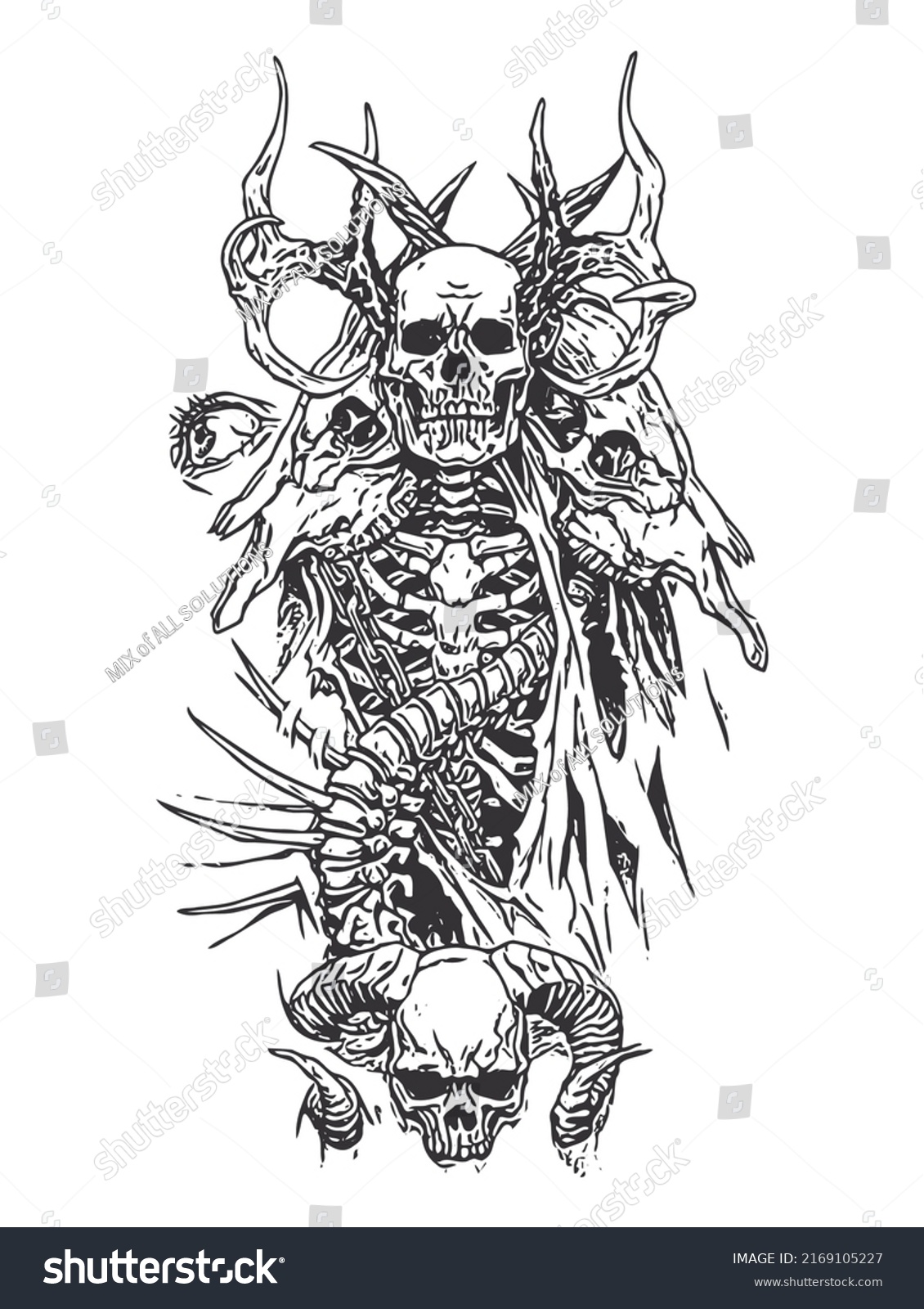 Magic Skeleton Skulls Vector Illustration Stock Vector (Royalty Free ...