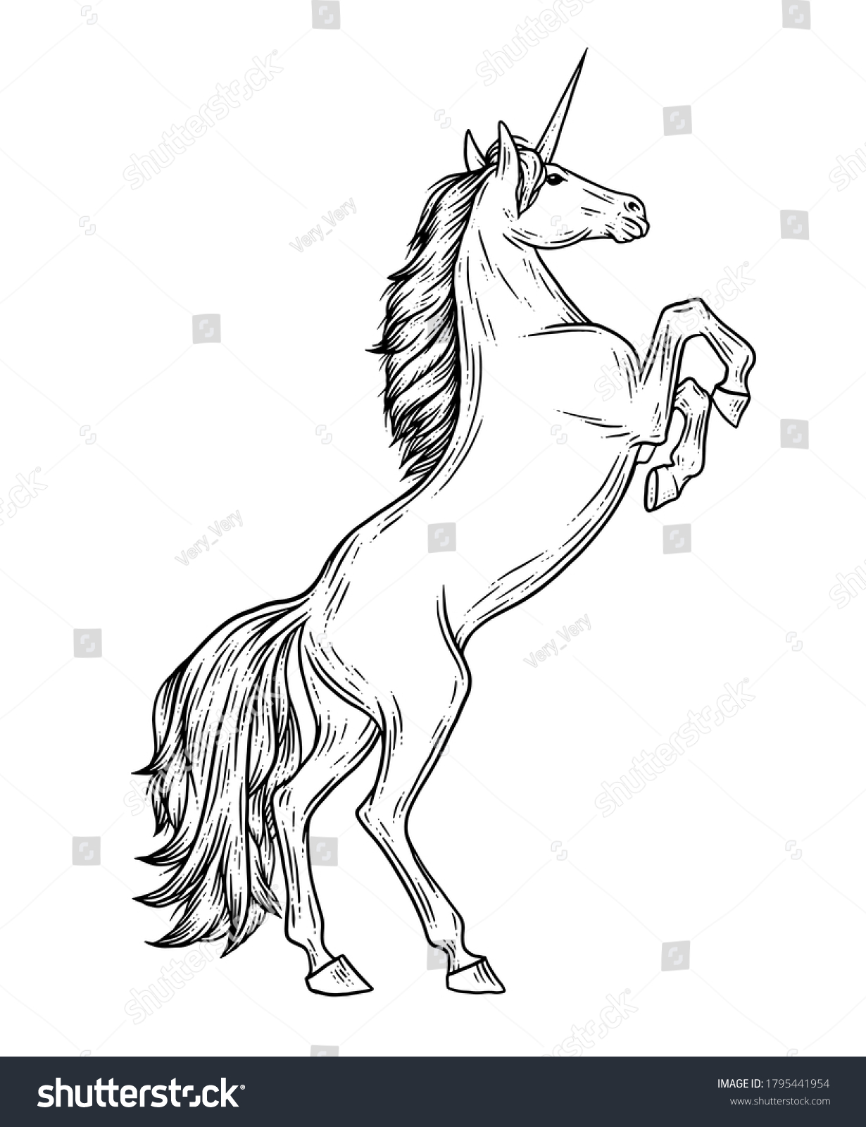 Magic Unicorn Vector Illustration Vintage Engraving Stock Vector ...