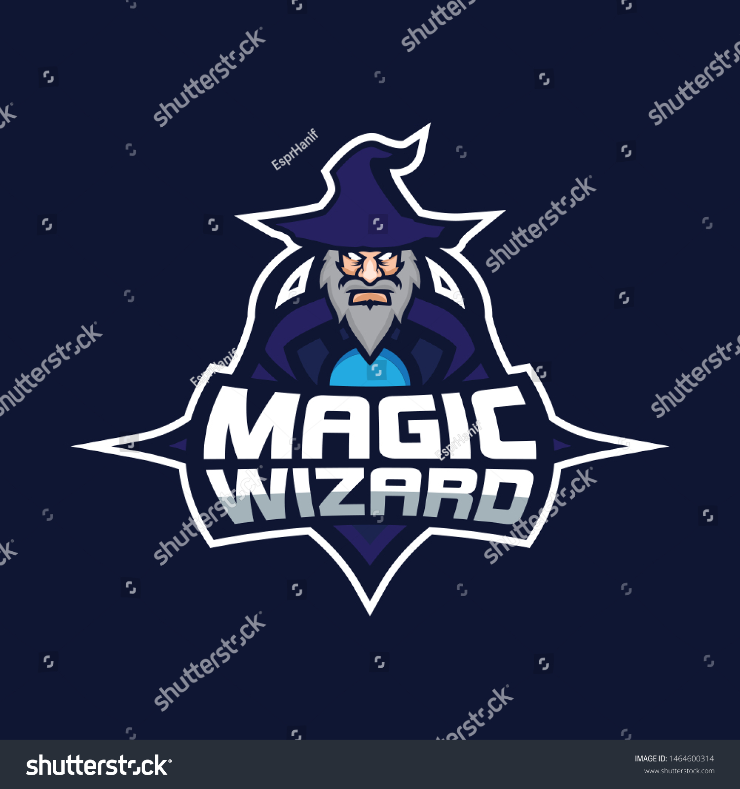 Magic Wizard E Sport Gaming Logo 库存矢量图 免版税