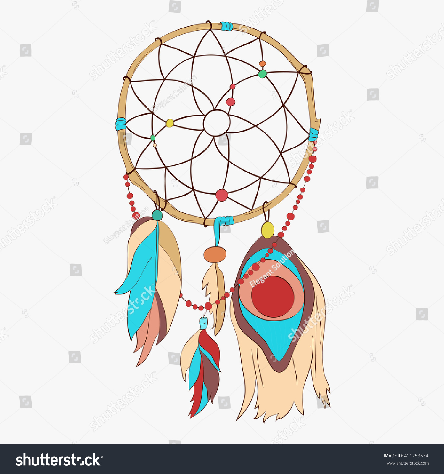 Magical Dream Catcher With Sacred Feathers To Catch Dreams Pictogram ...