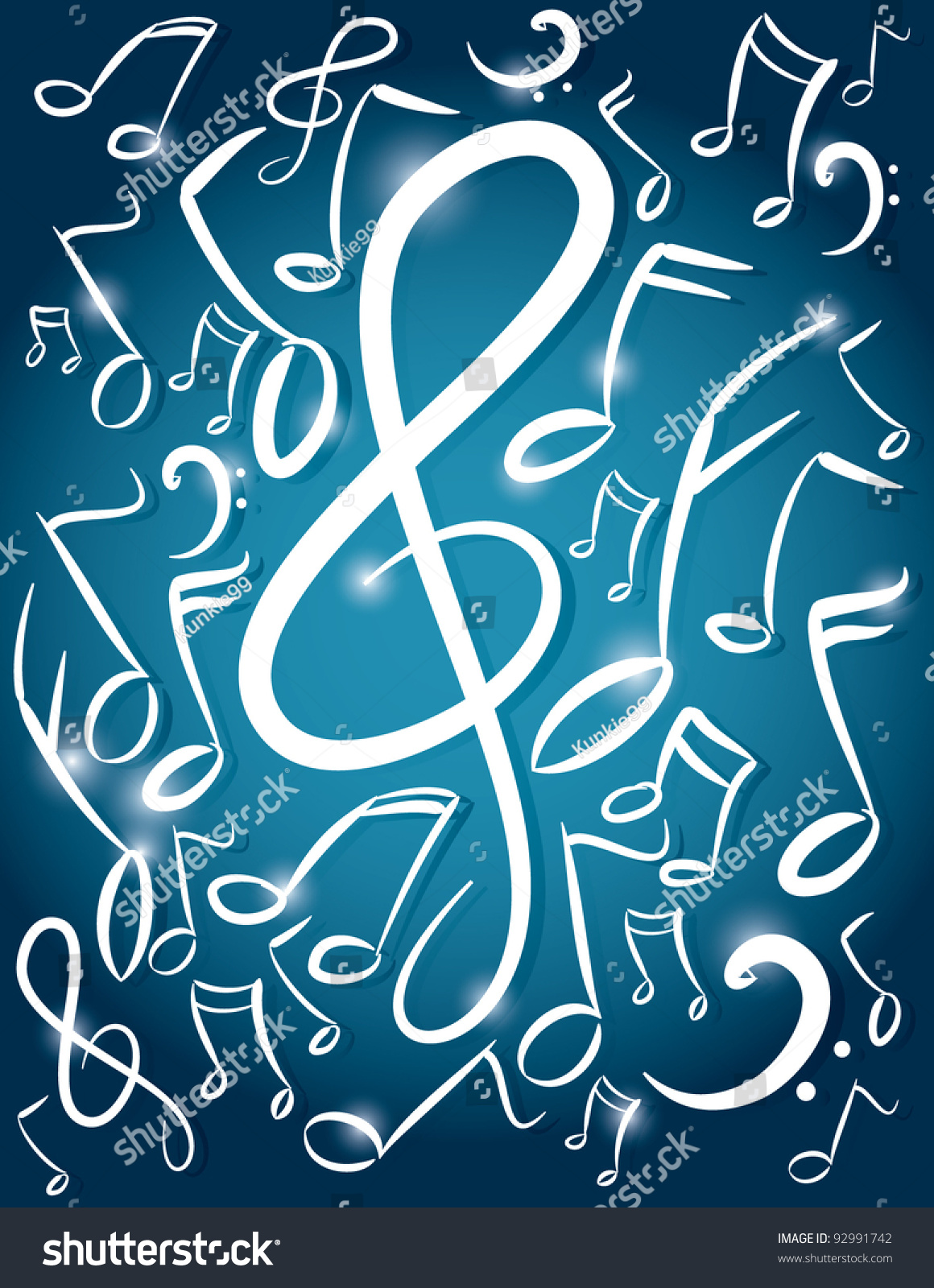 Magical Music Notes Stock Vector (royalty Free) 92991742 