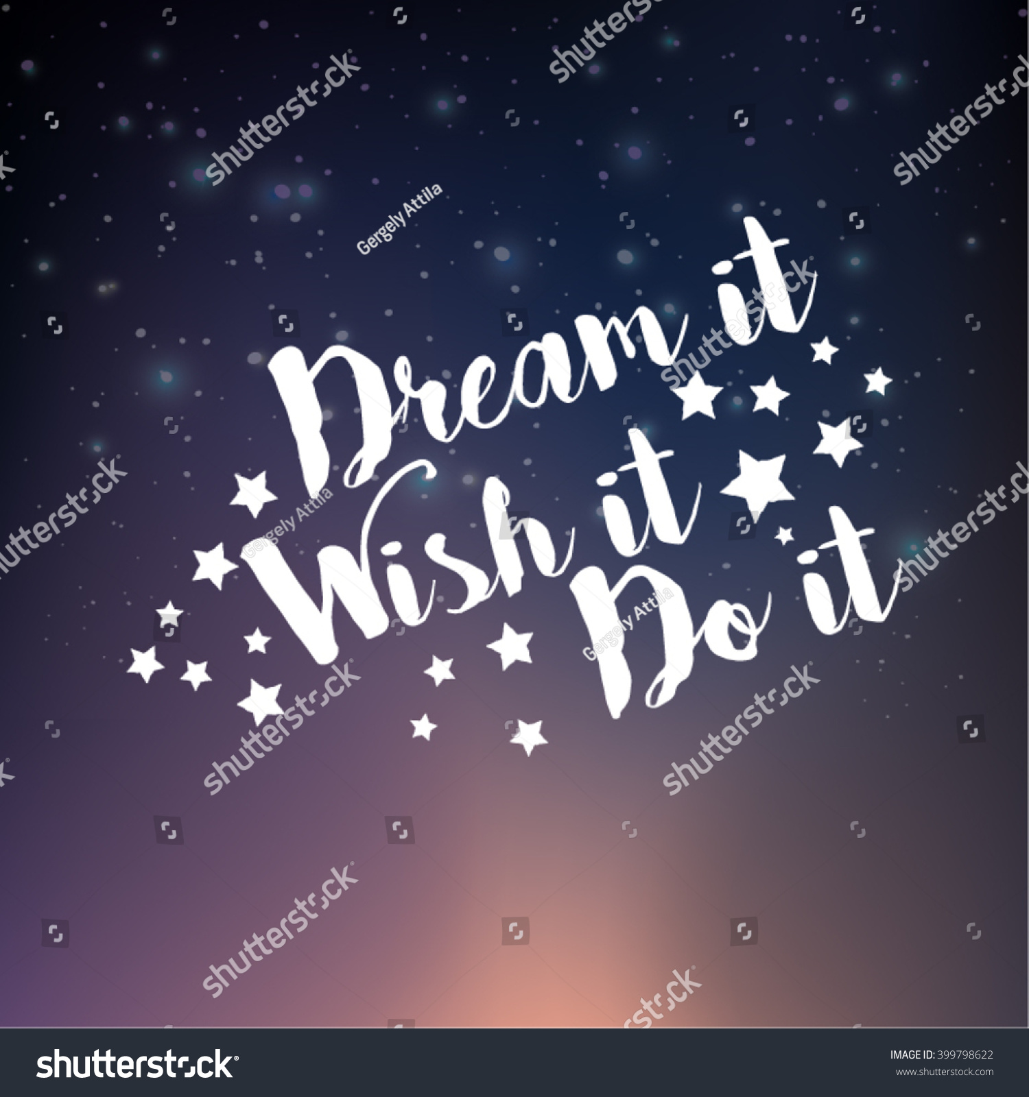 Magical Starry Night Sky With Dream It Wish It Do It. Stock Vector ...