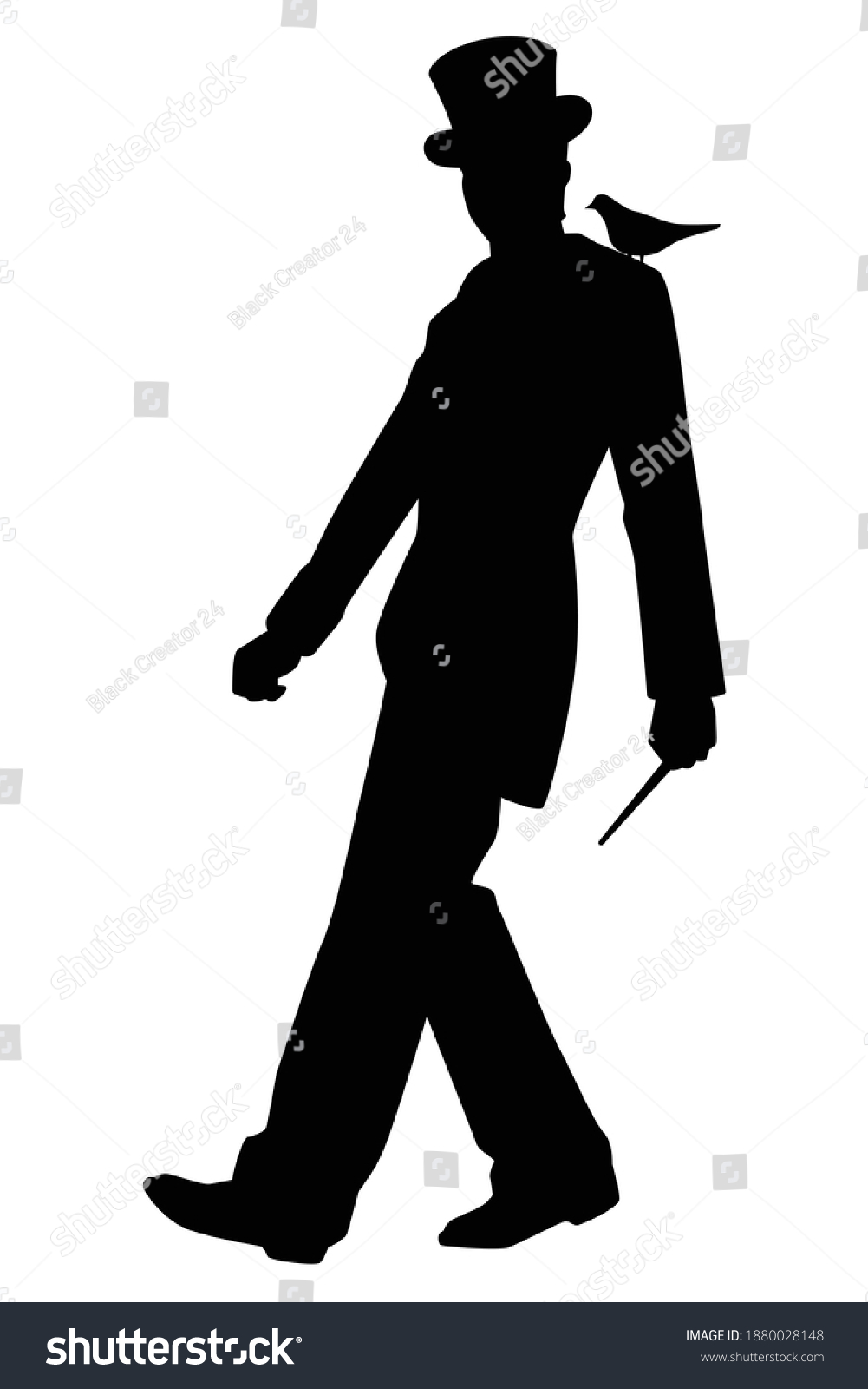 Magician Silhouette Vector On White Stock Vector (Royalty Free) 1880028148