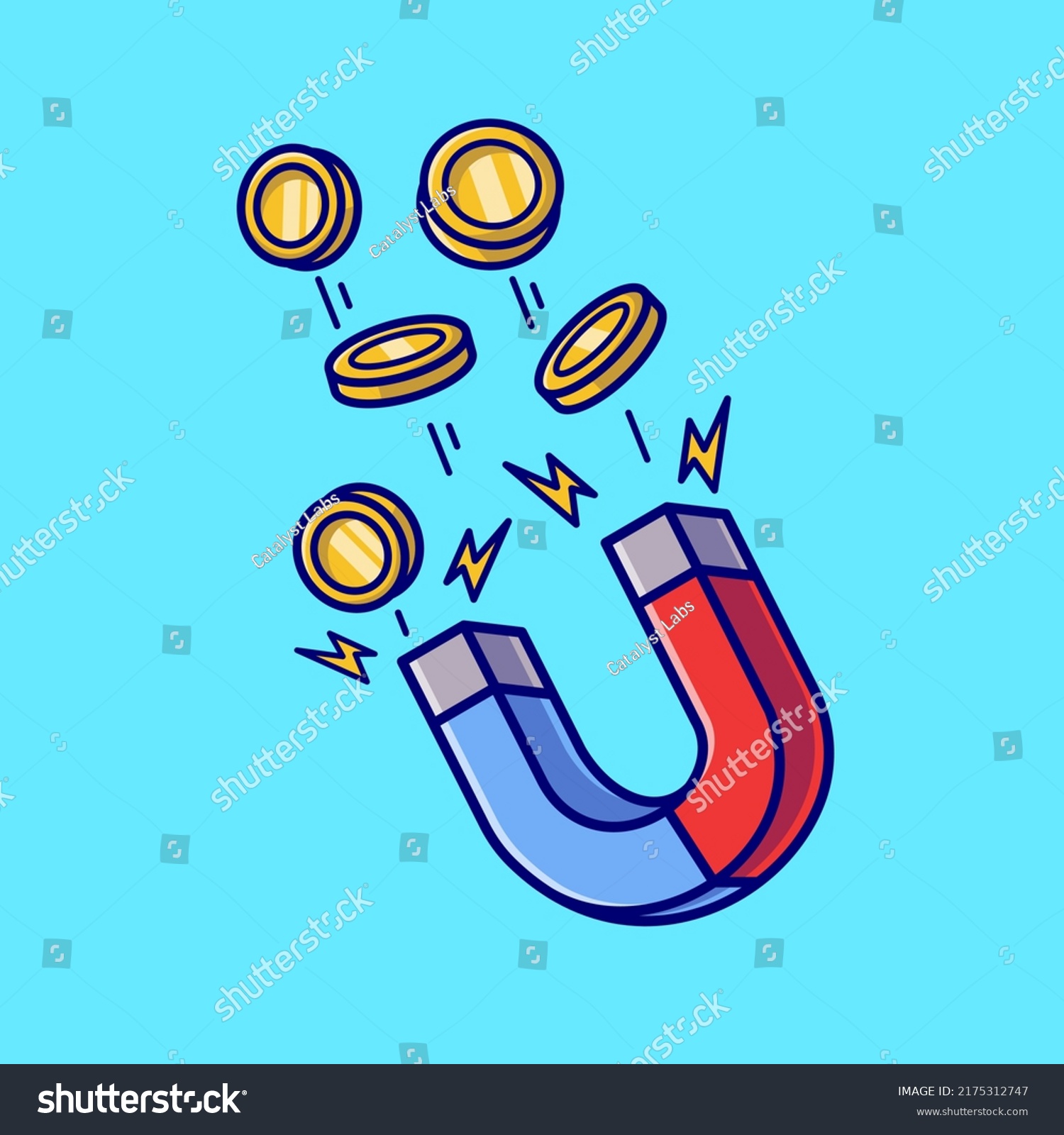 Magnet Pull Gold Coin Cartoon Vector Stock Vector Royalty Free 2175312747 Shutterstock