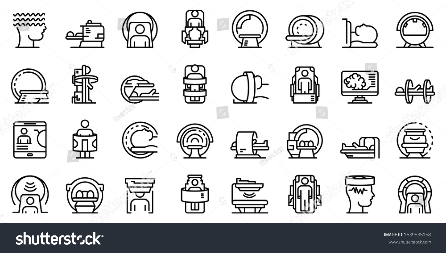 SVG of Magnetic resonance imaging icons set. Outline set of magnetic resonance imaging vector icons for web design isolated on white background svg