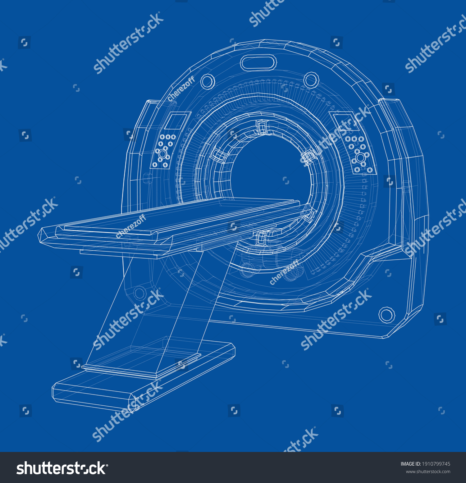 SVG of Magnetic resonance imaging or MRI. Wire-frame style. Vector 3d rendering svg