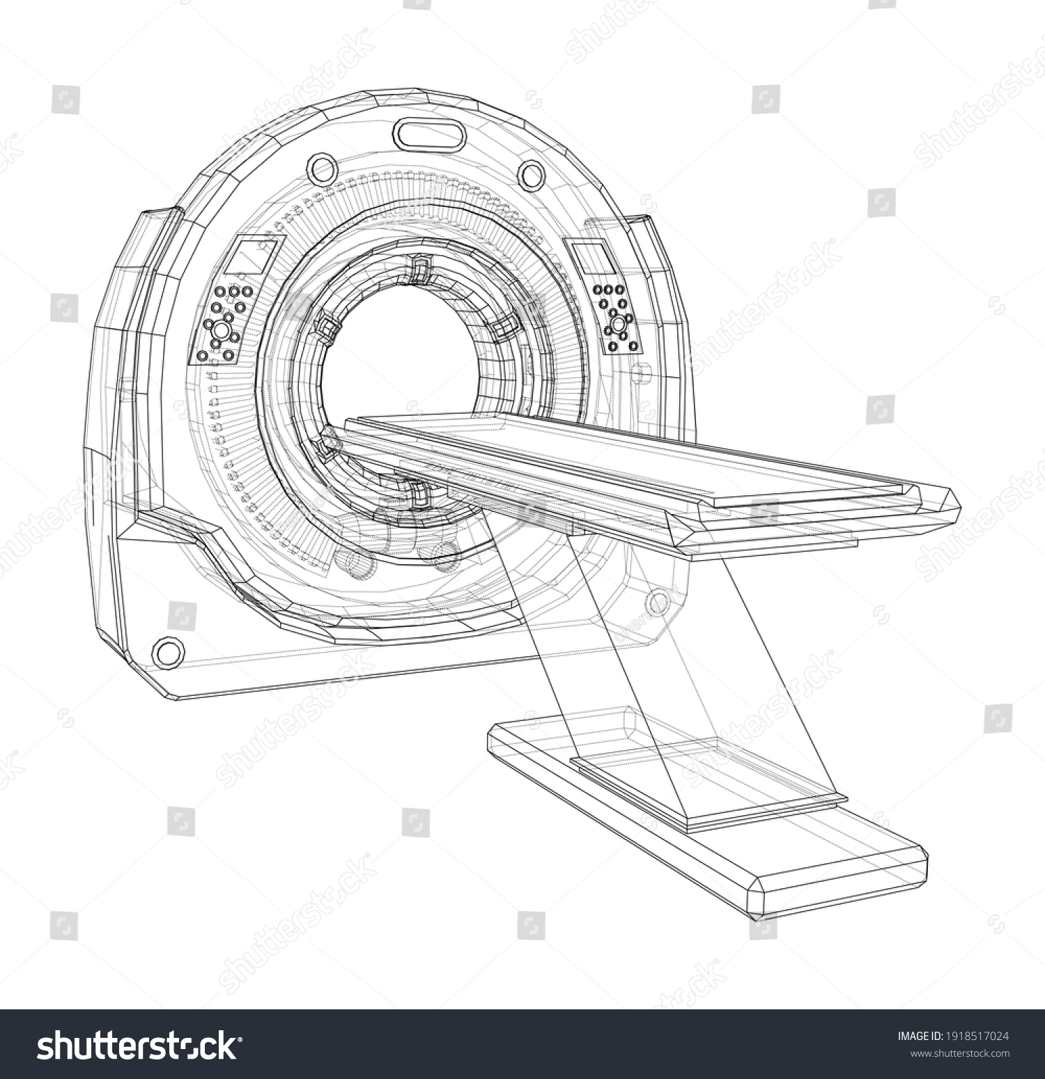 SVG of Magnetic resonance imaging or MRI. Wire-frame style. Vector 3d rendering svg