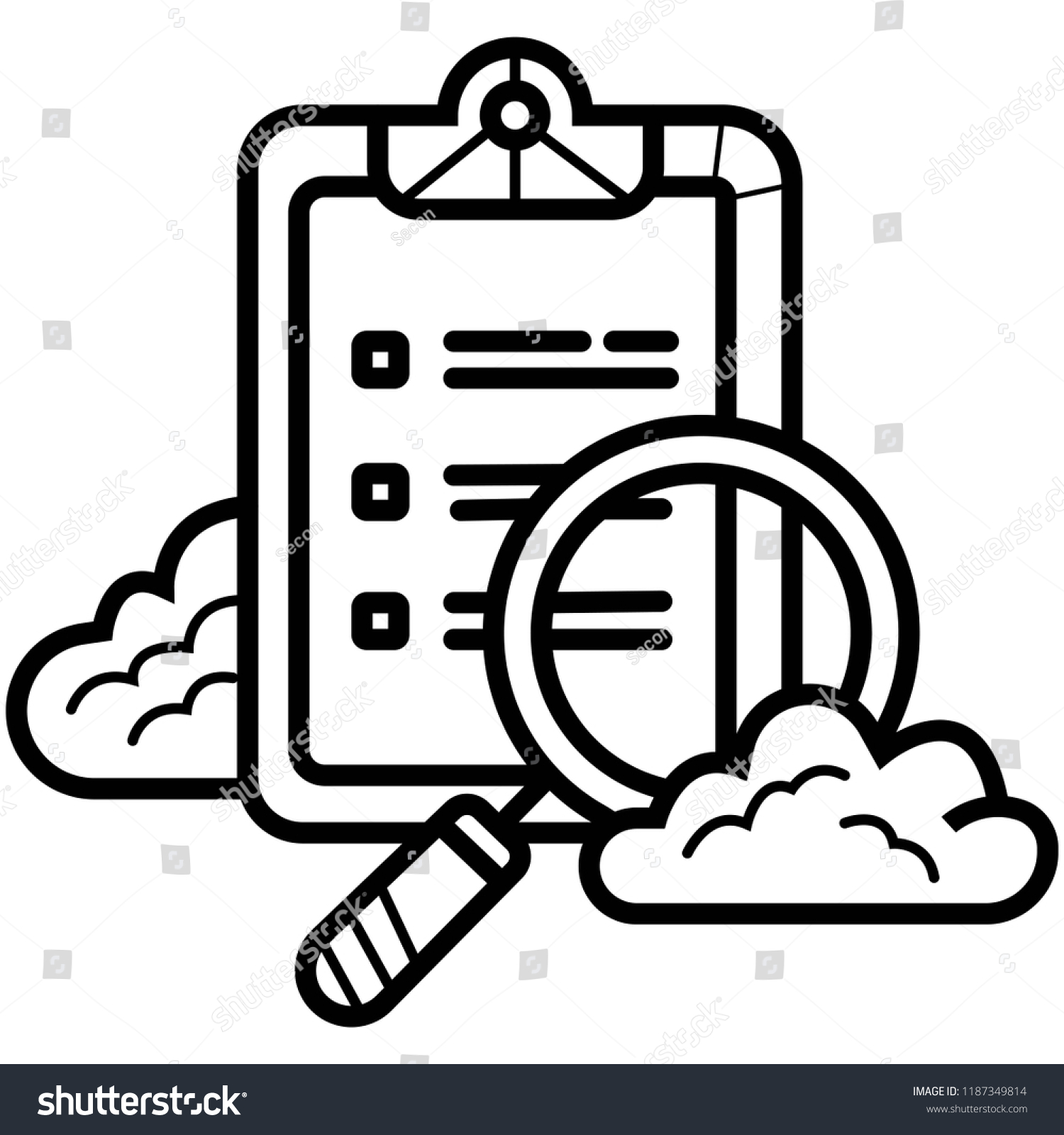 Magnifier Assessment Checklist Icon Vector De Stock Libre De Regalías 1187349814