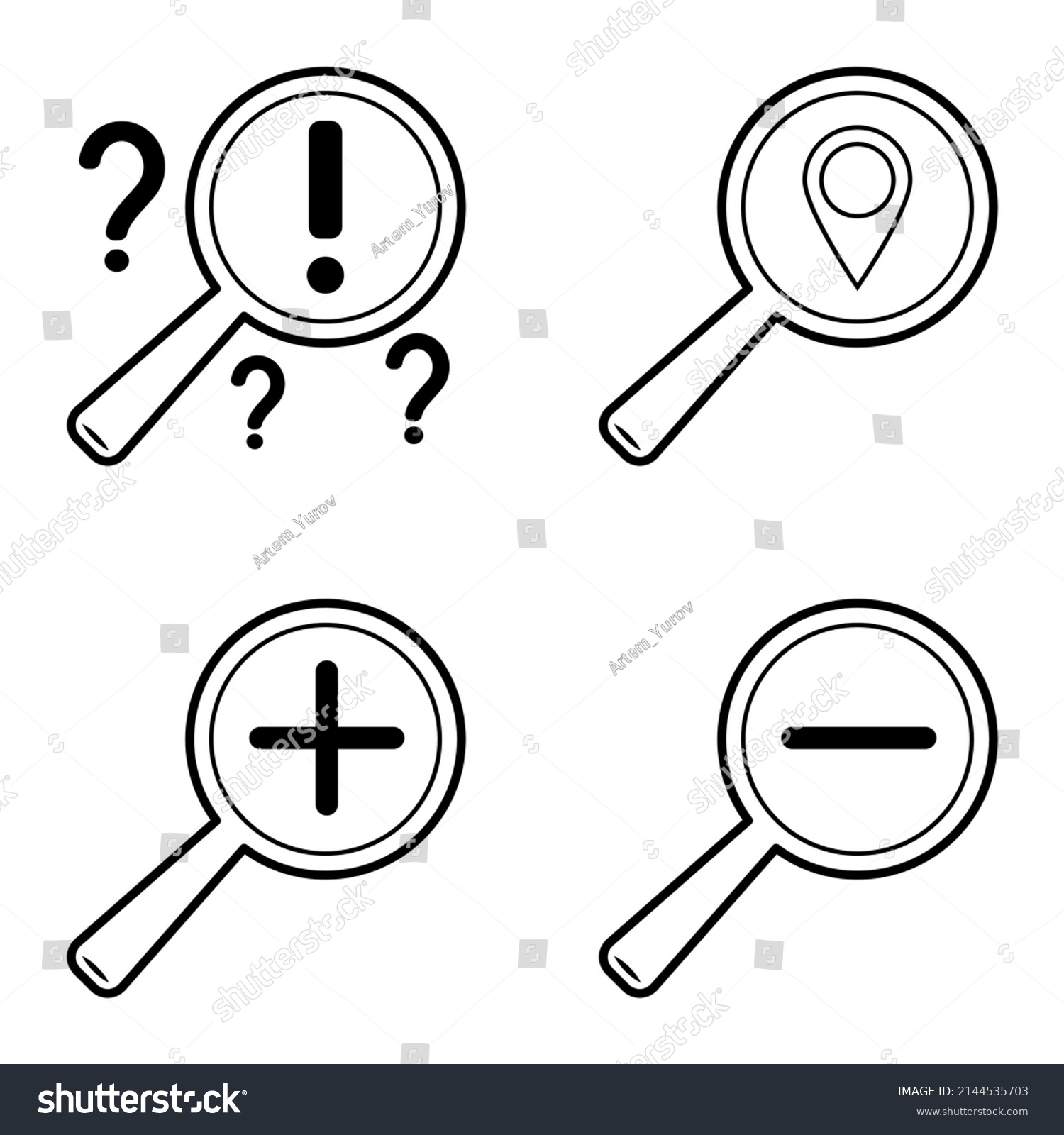 Magnifiers Flat Icon Set Isolated On Stock Vector Royalty Free 2144535703 Shutterstock 5569