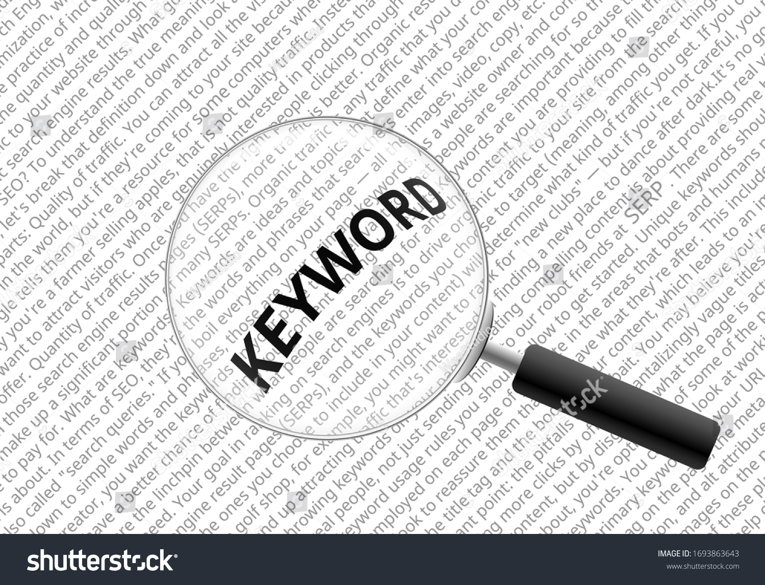 Magnifying Glass Zoom Keyword Seo Search Stock Vector Royalty Free