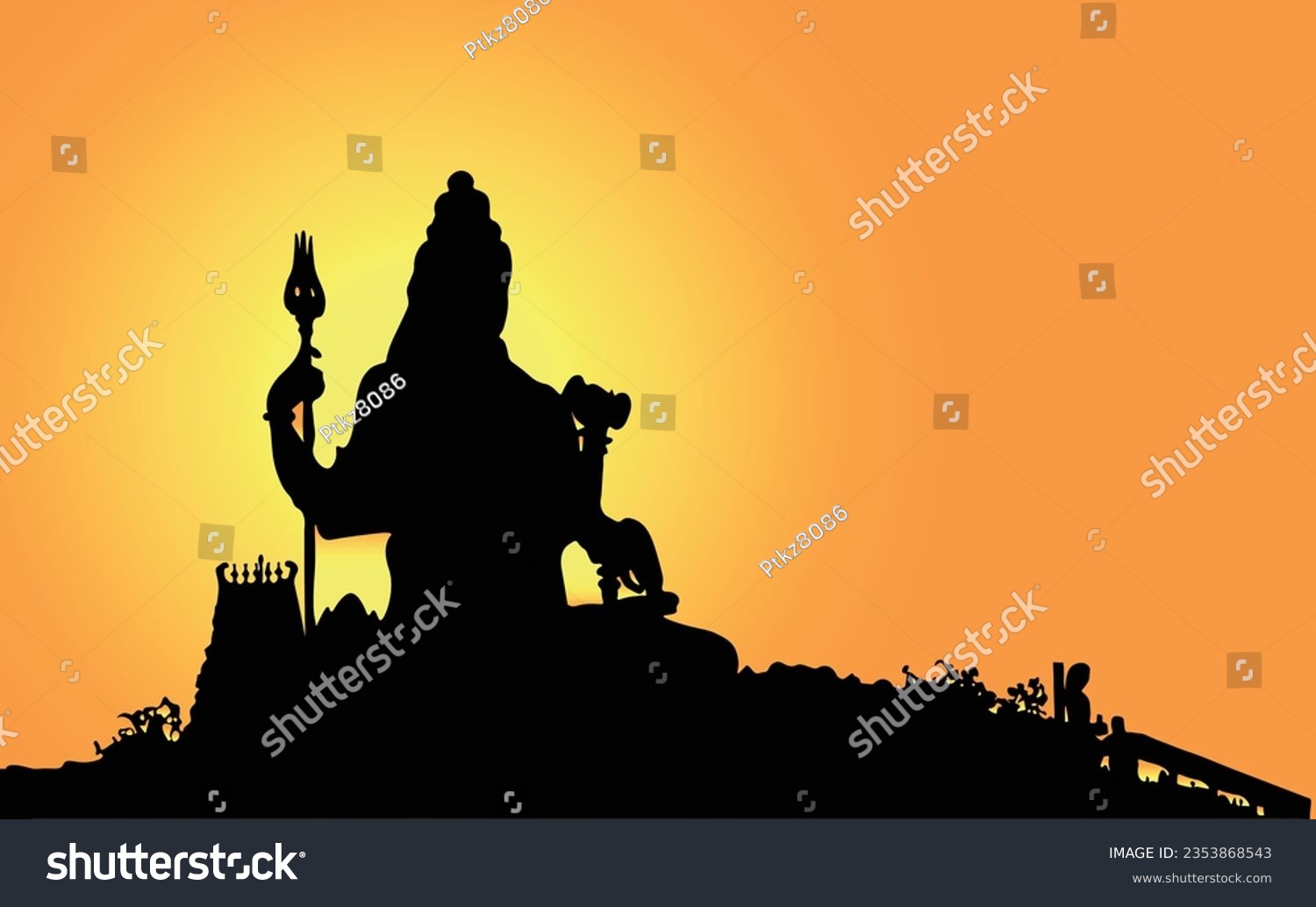 SVG of Maha shivarathri silhouette vector illustration. Lord shiva Statue.Mahadev  svg