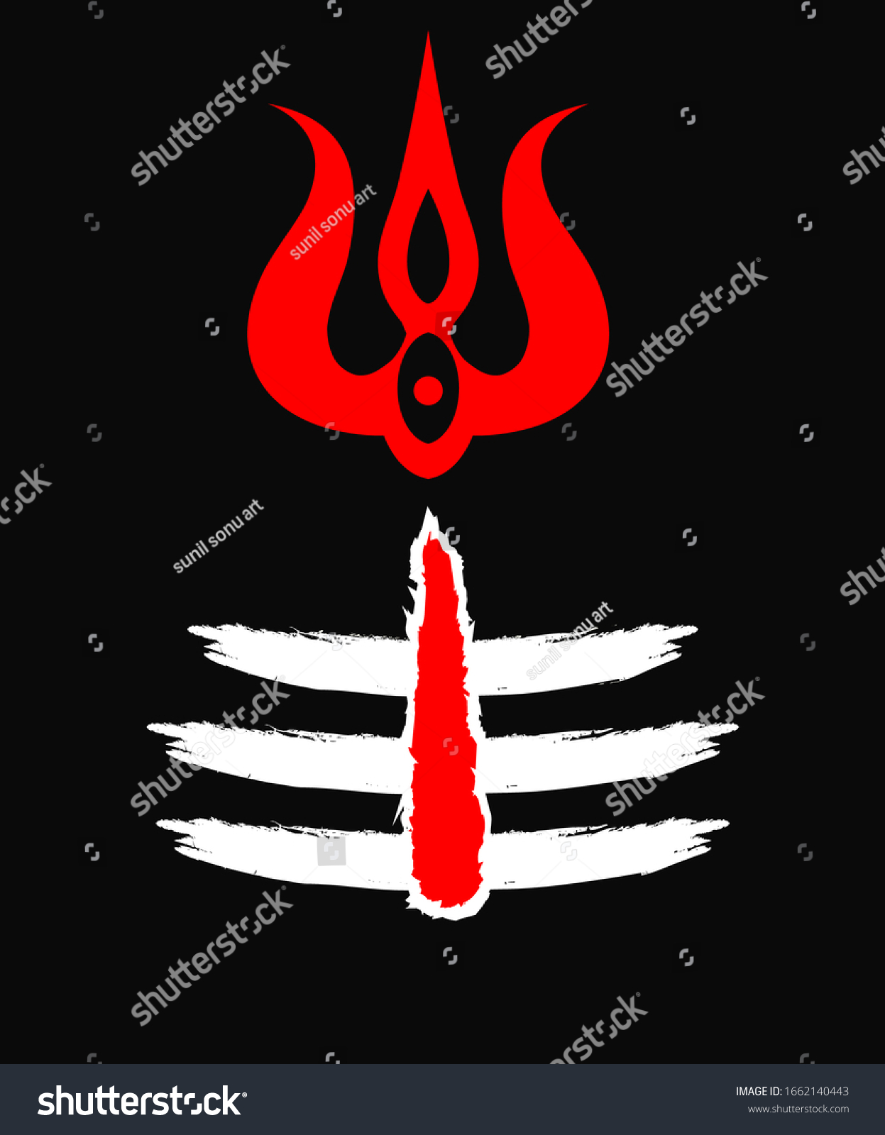 Mahadev Tilak Trishul Graphic Design Stock Vector (Royalty Free ...