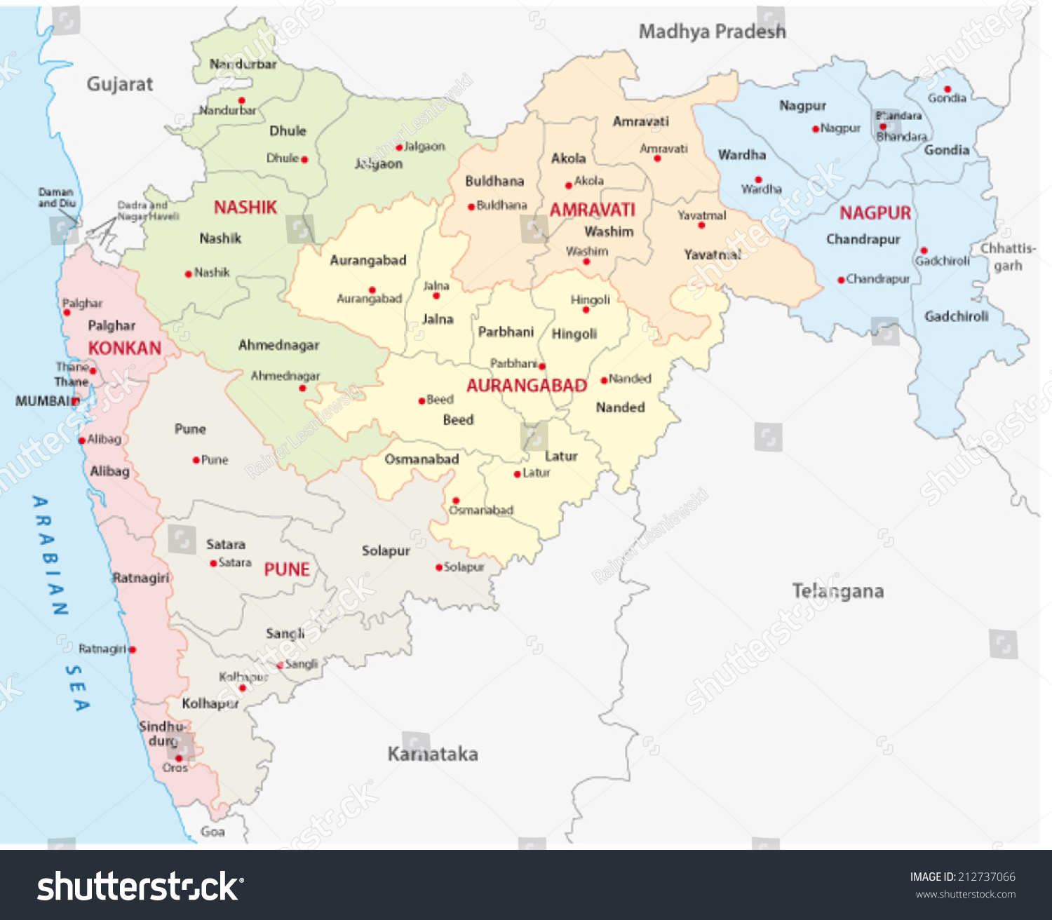 Administrative And Political Map Of Indian State Of Maharashtra India Ab1 4127