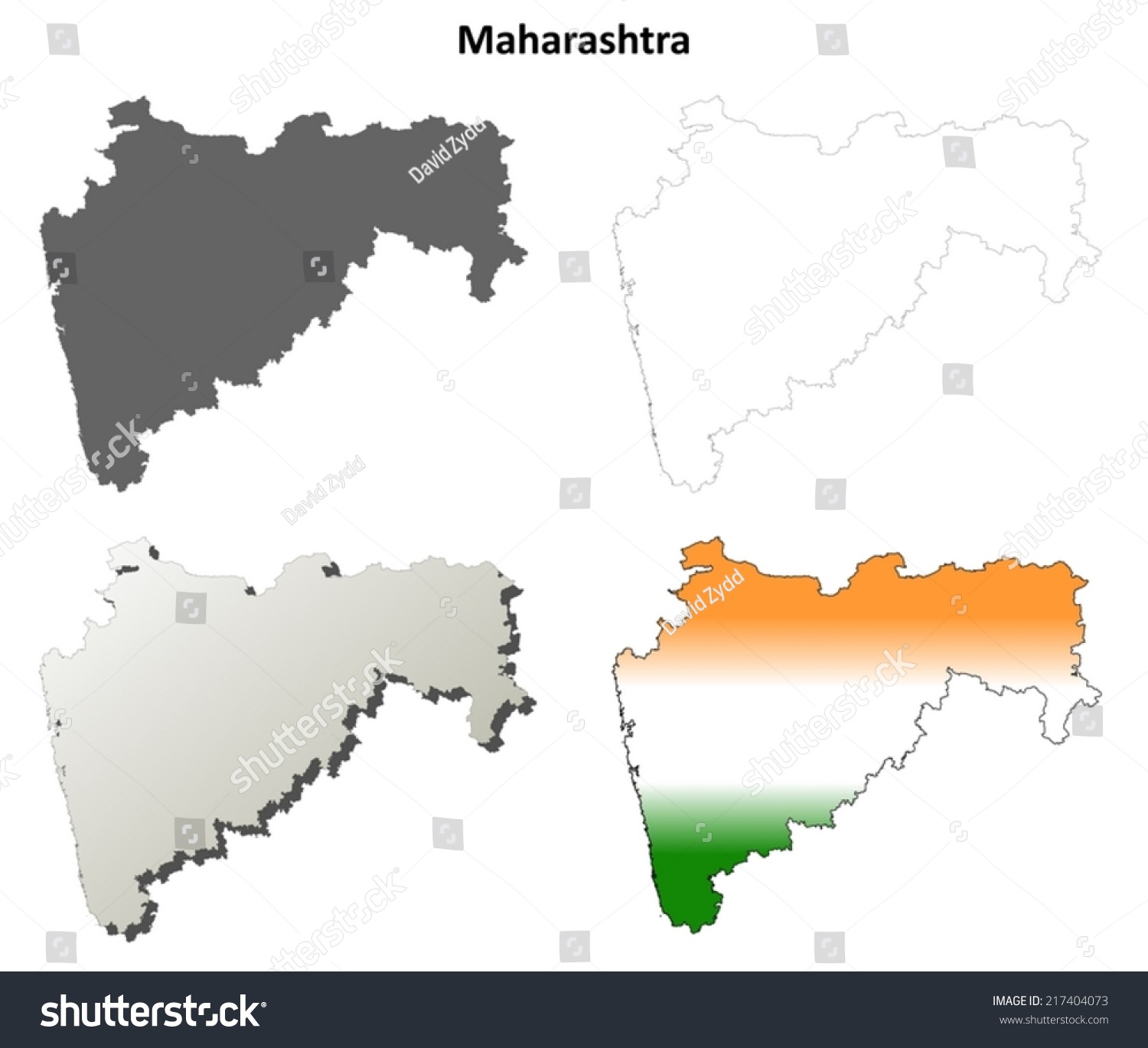 Maharashtra Blank Detailed Outline Map Set Stock Vector 217404073 ...