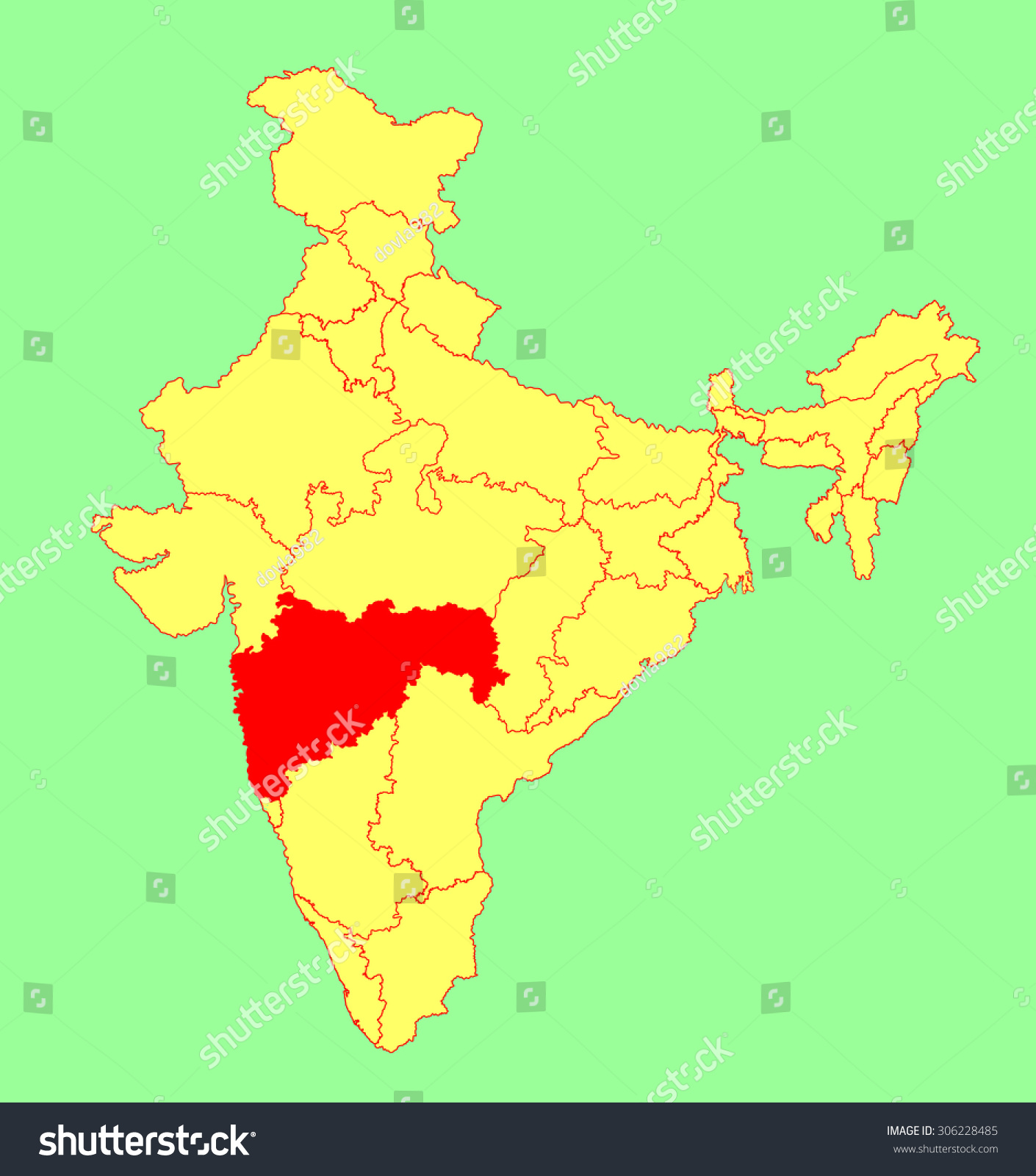 India Map With Maharashtra Highlighted Maharashtra State India Vector Map Silhouette Stock Vector (Royalty Free)  306228485 | Shutterstock