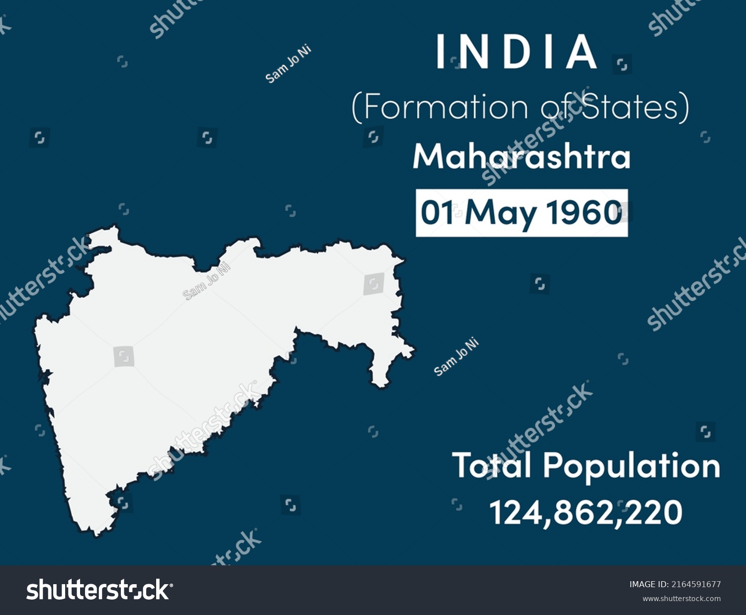 Maharashtra State Location Formation Population India Stock Vector